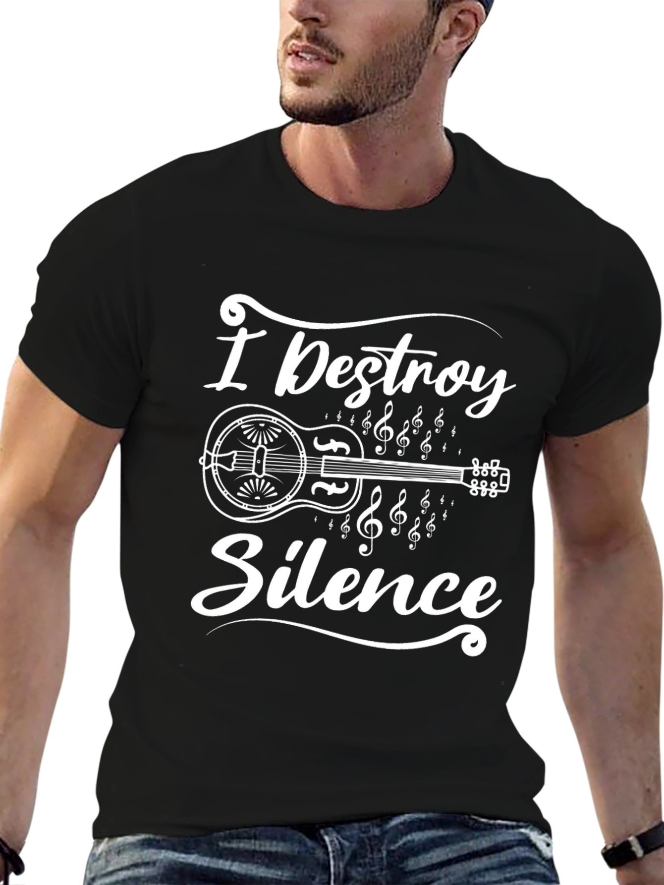 I Destroy Silence Dobro Guitar Music T-Shirt