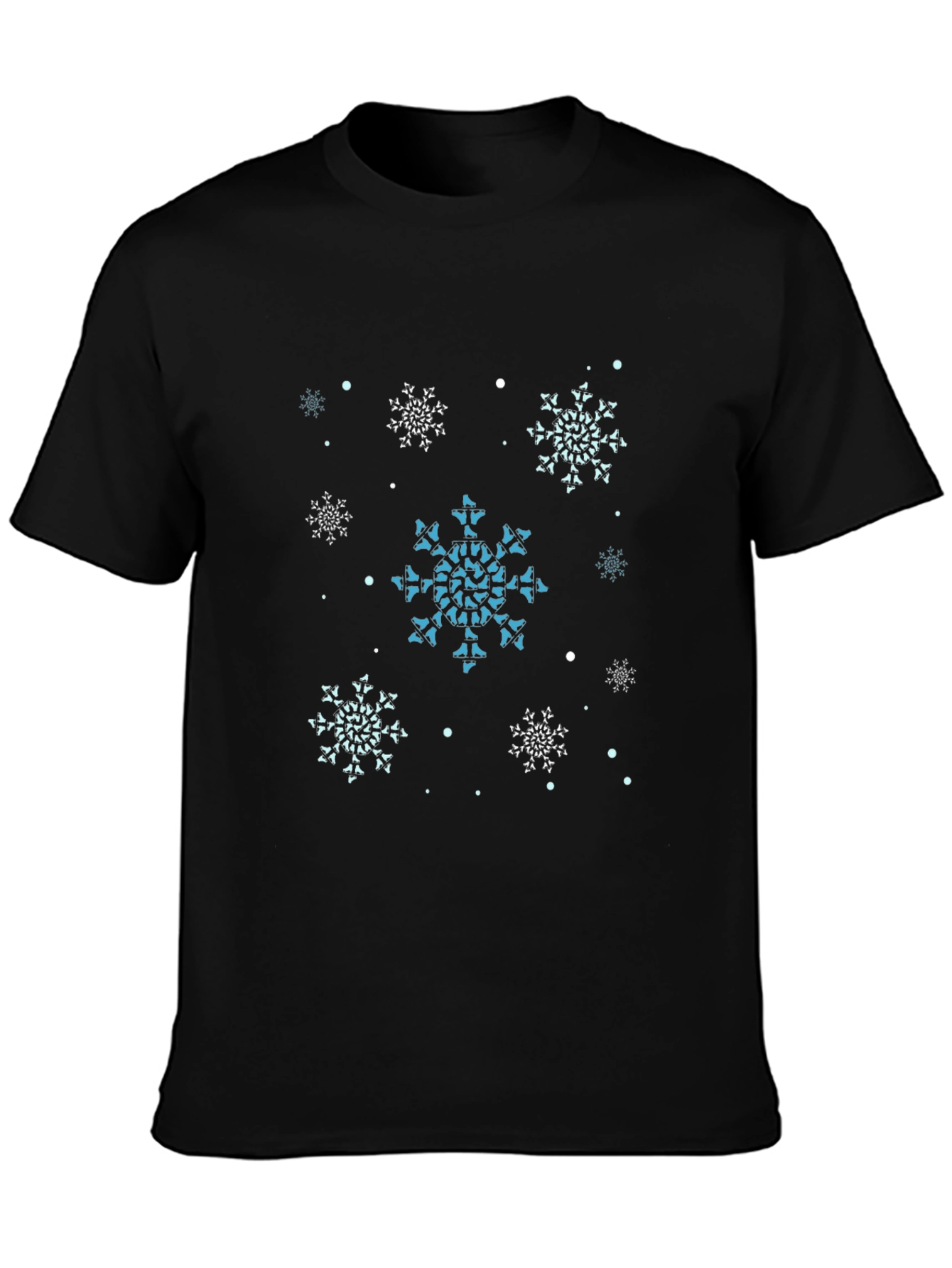 Snowflake Pattern Black T-Shirt