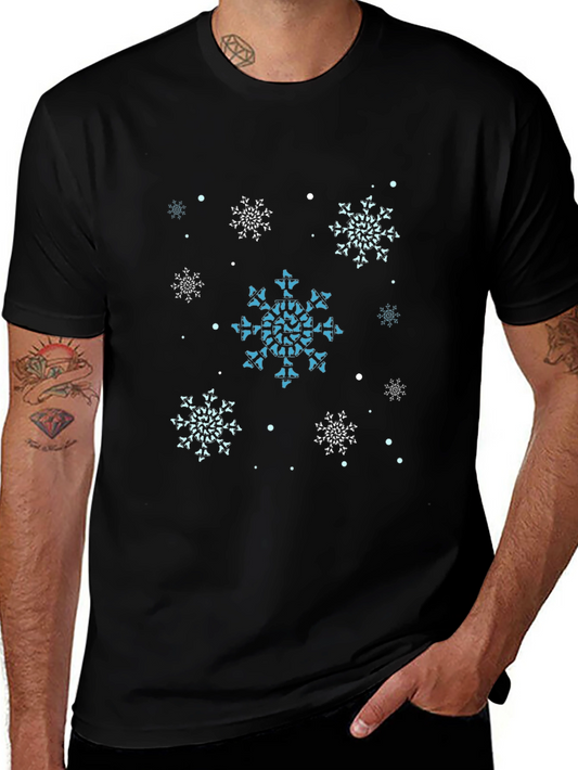 Snowflake Pattern Black T-Shirt