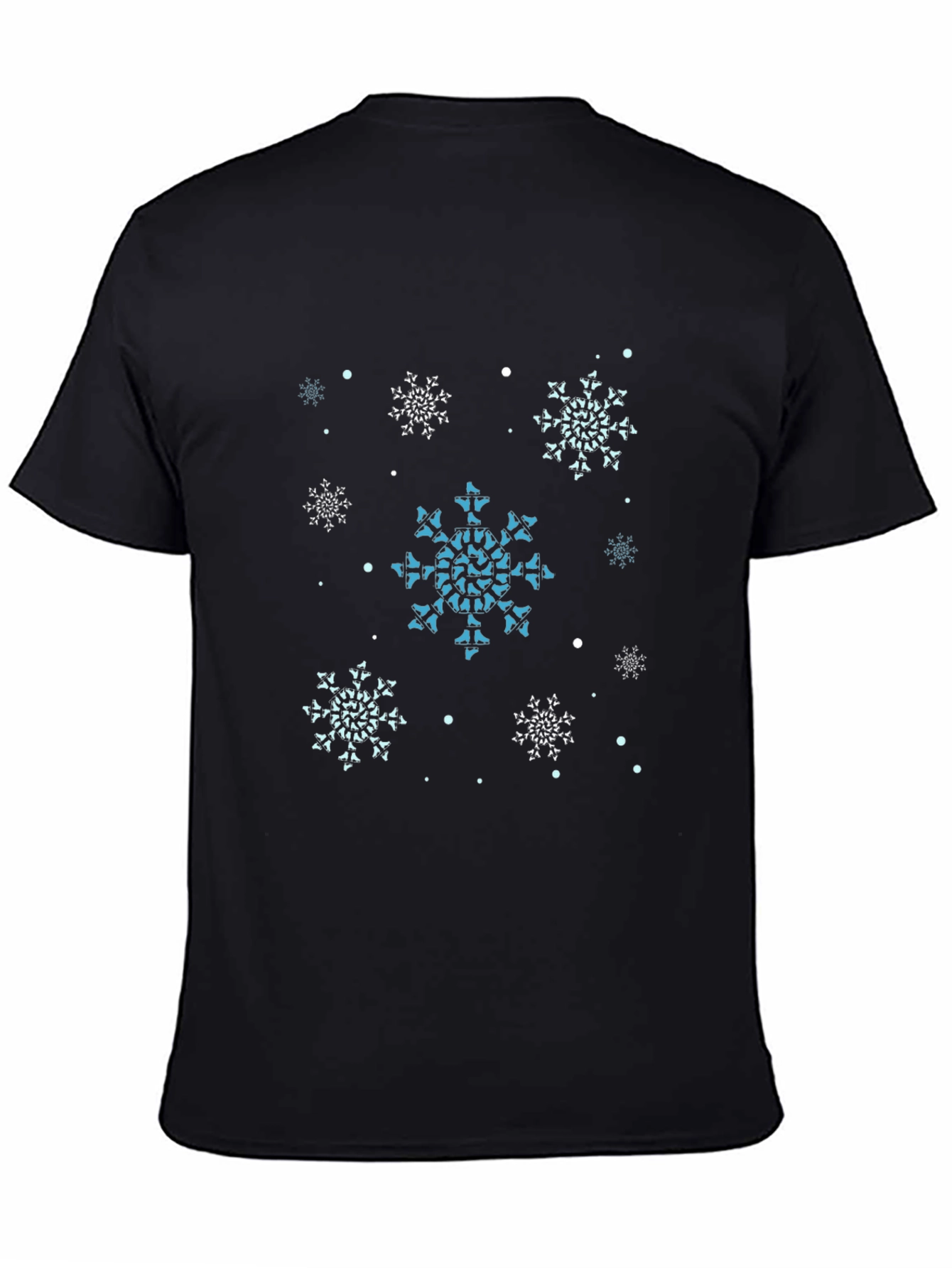 Snowflake Pattern Black T-Shirt