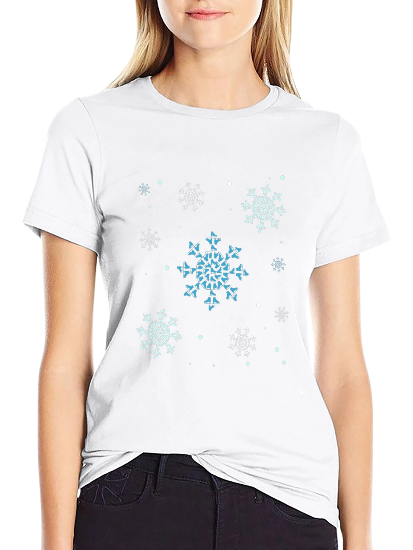 Snowflake Pattern Black T-Shirt