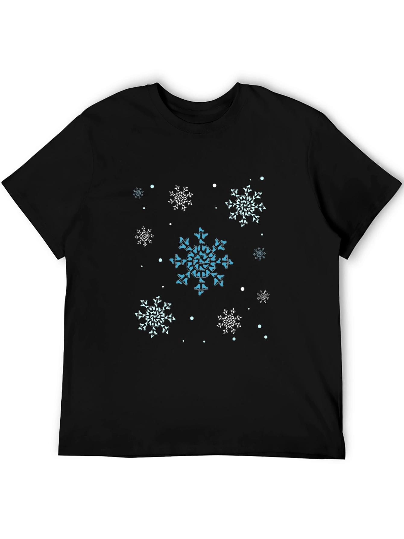 Snowflake Pattern Black T-Shirt