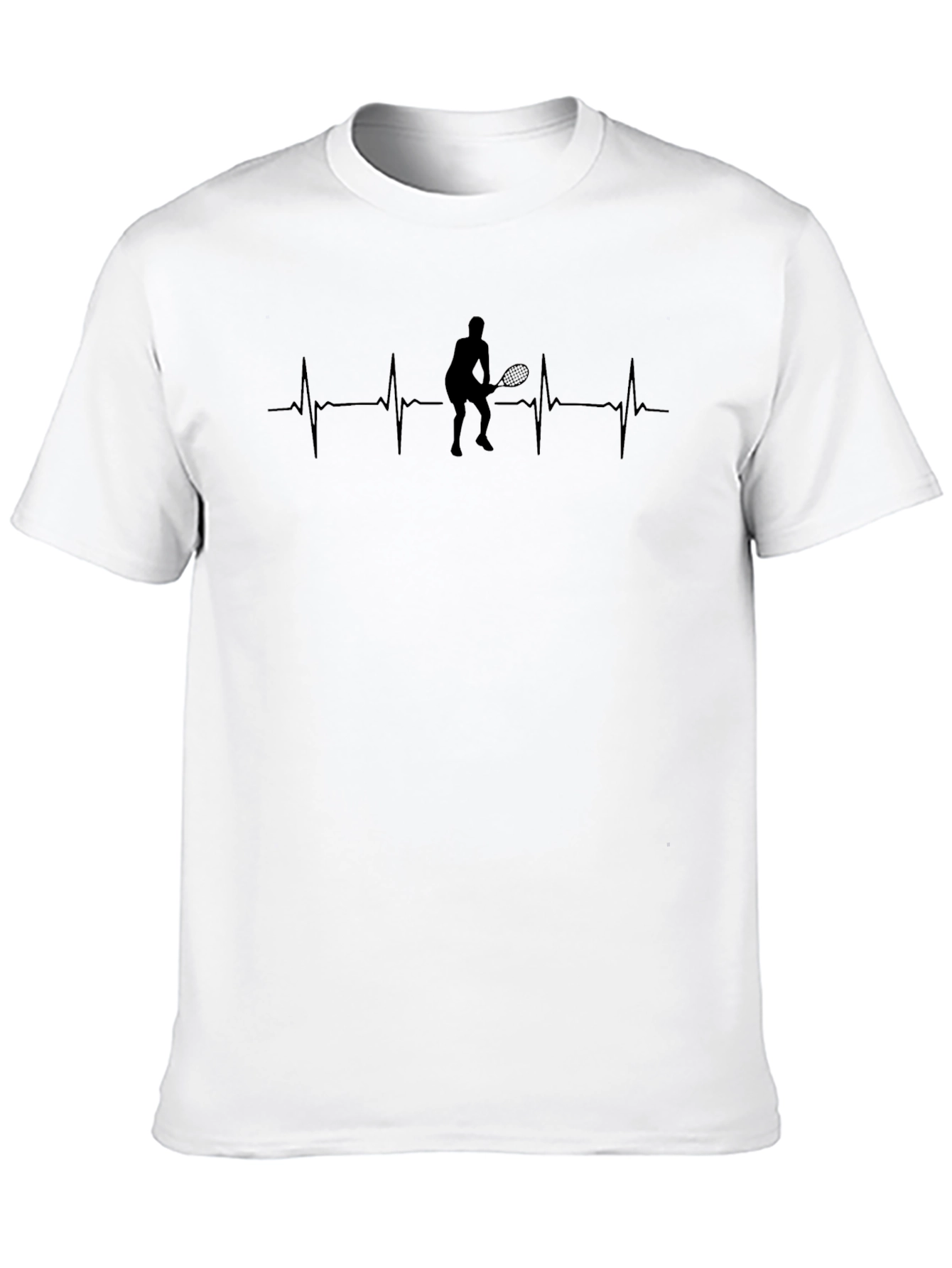 Tennis Heartbeat Graphic T-Shirt - Black