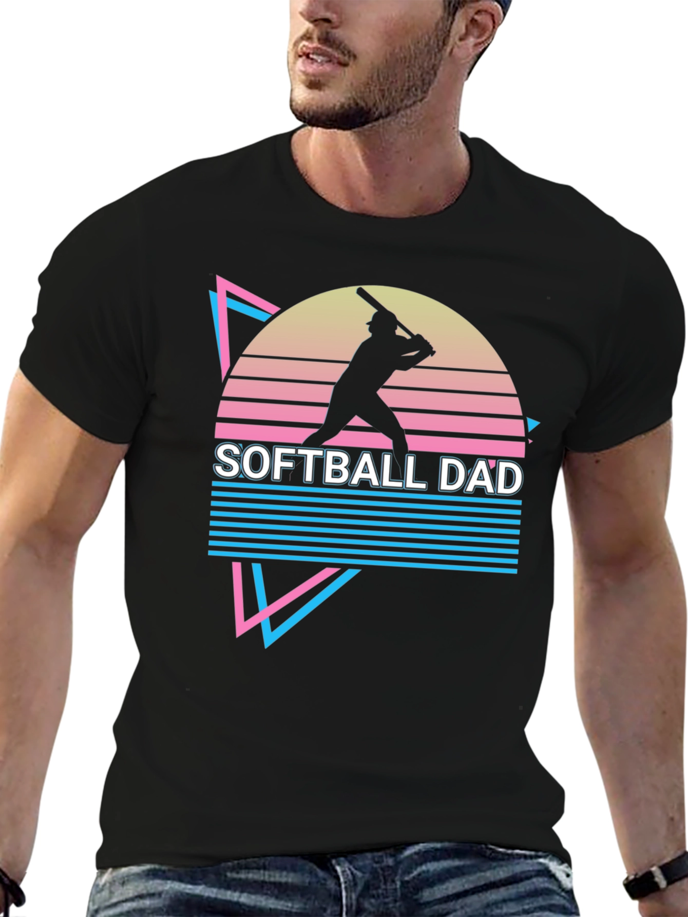 Softball Dad Retro Graphic T-Shirt