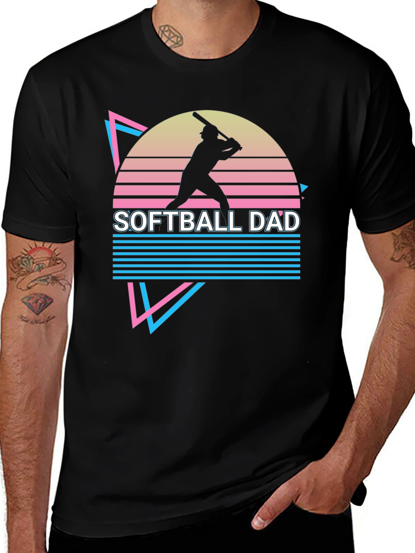 Softball Dad Retro Graphic T-Shirt