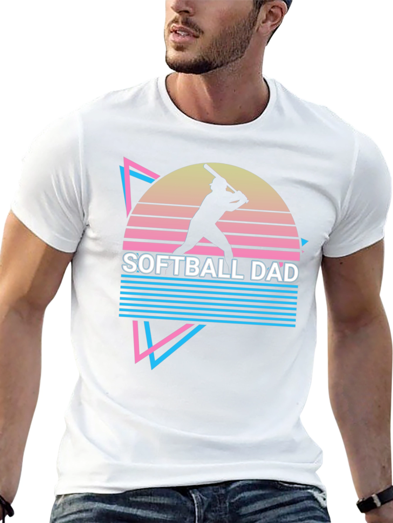 Softball Dad Retro Graphic T-Shirt