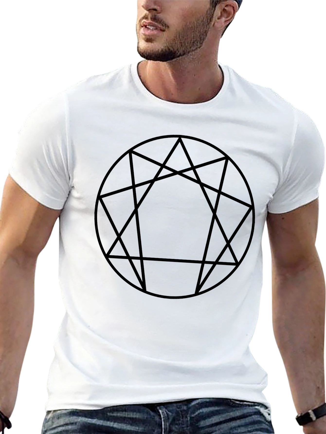 Enneagram Black T-Shirt - Geometric Style