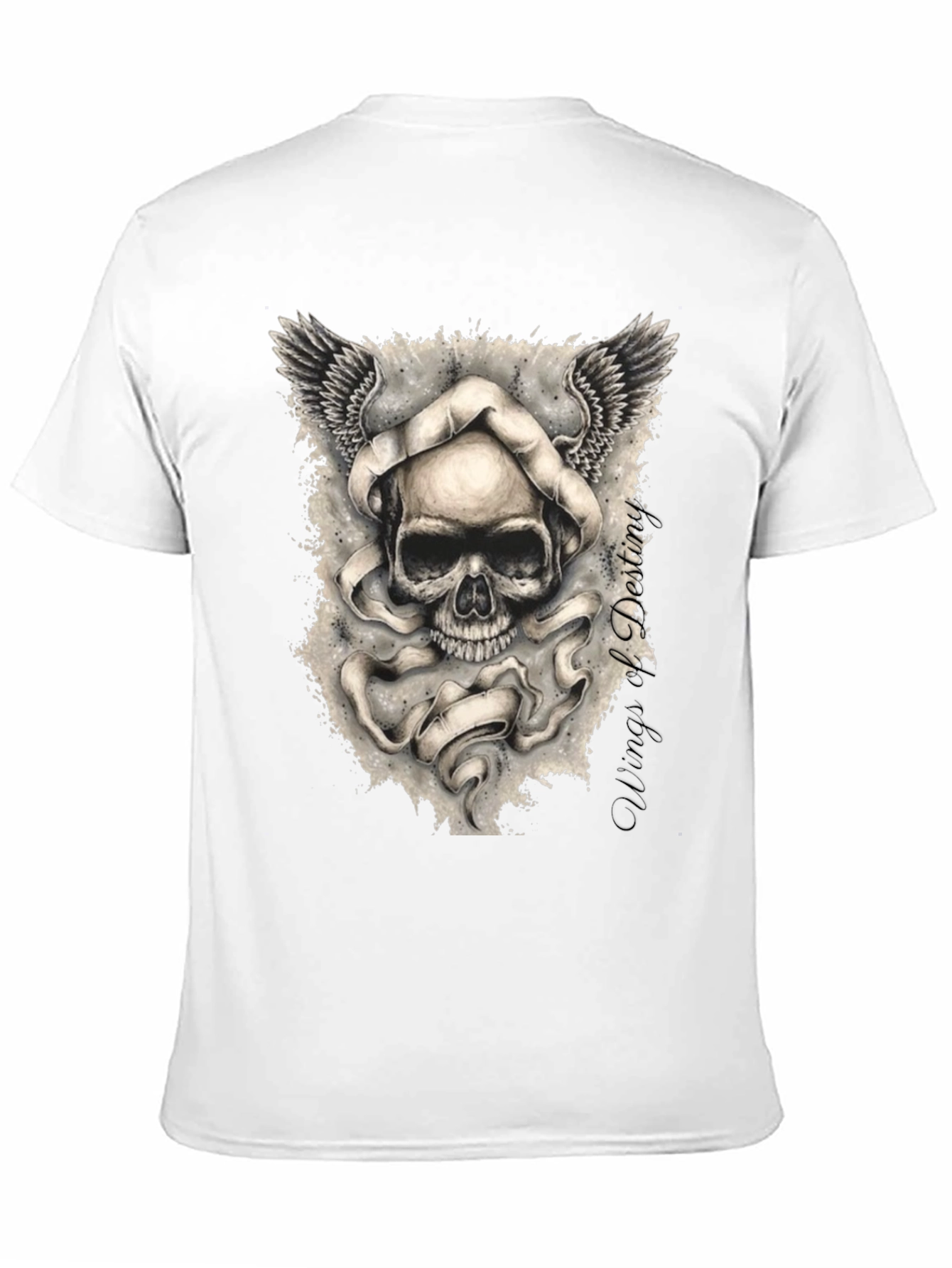 Grim Reaper Skull Winged Graphic Tee - Black