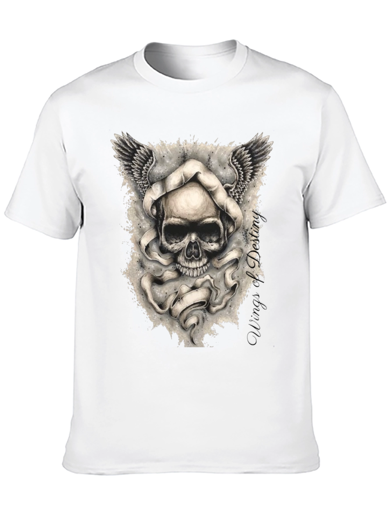 Grim Reaper Skull Winged Graphic Tee - Black