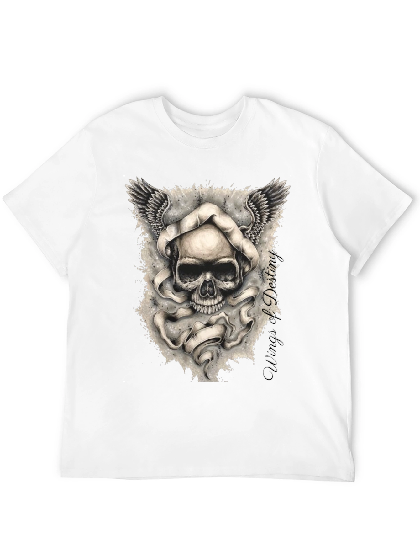 Grim Reaper Skull Winged Graphic Tee - Black