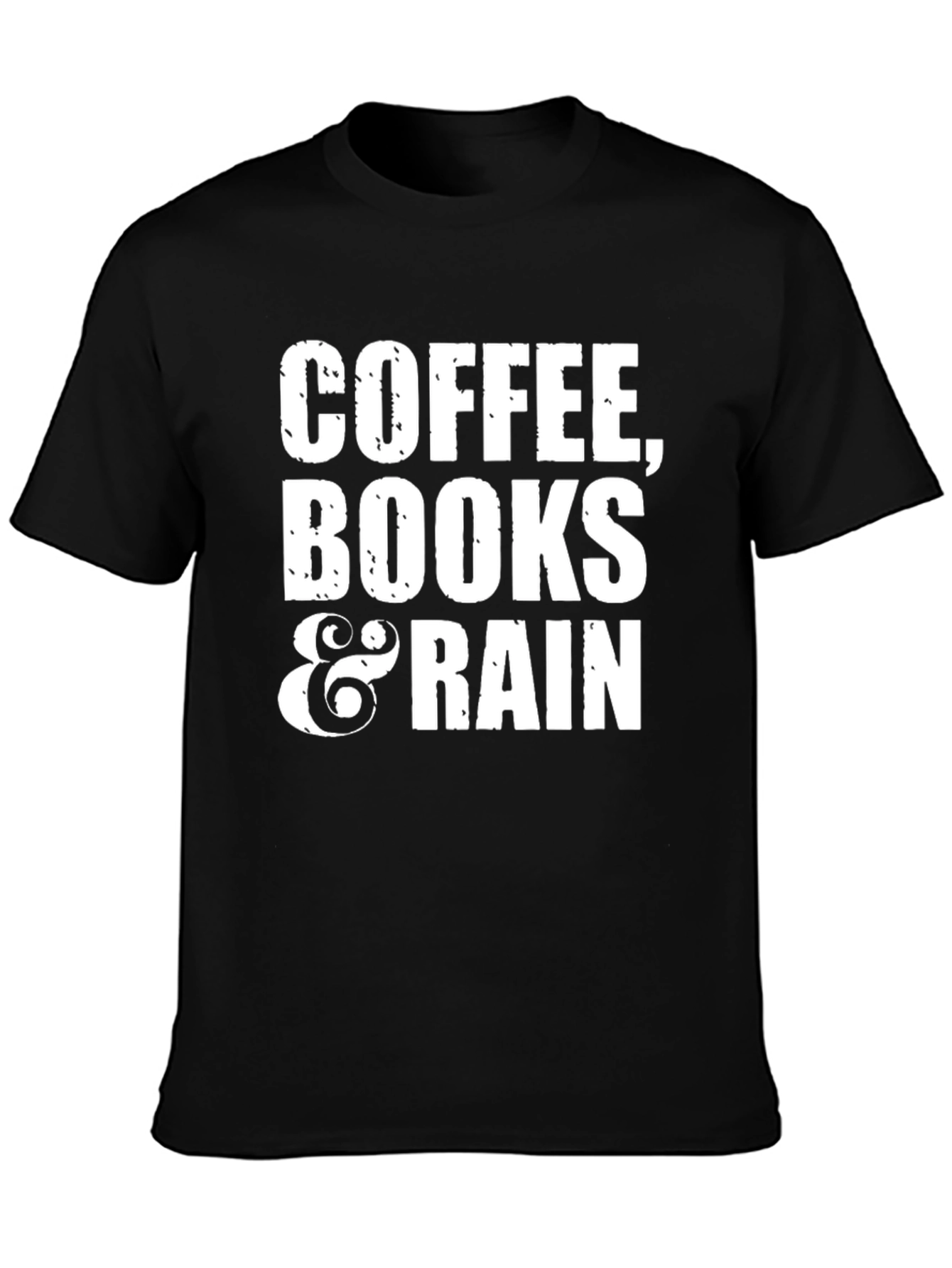 Coffee Books & Rain Black T-Shirt