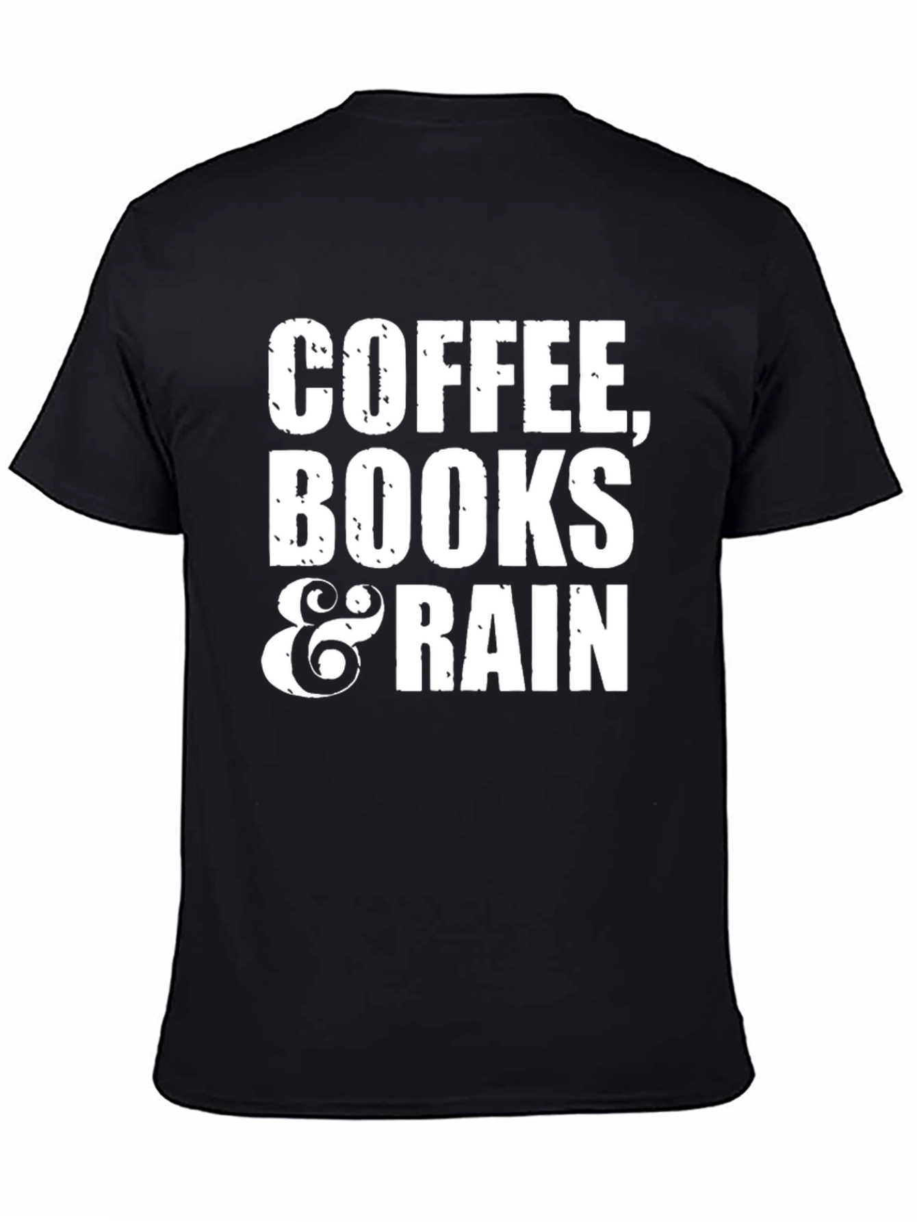 Coffee Books & Rain Black T-Shirt