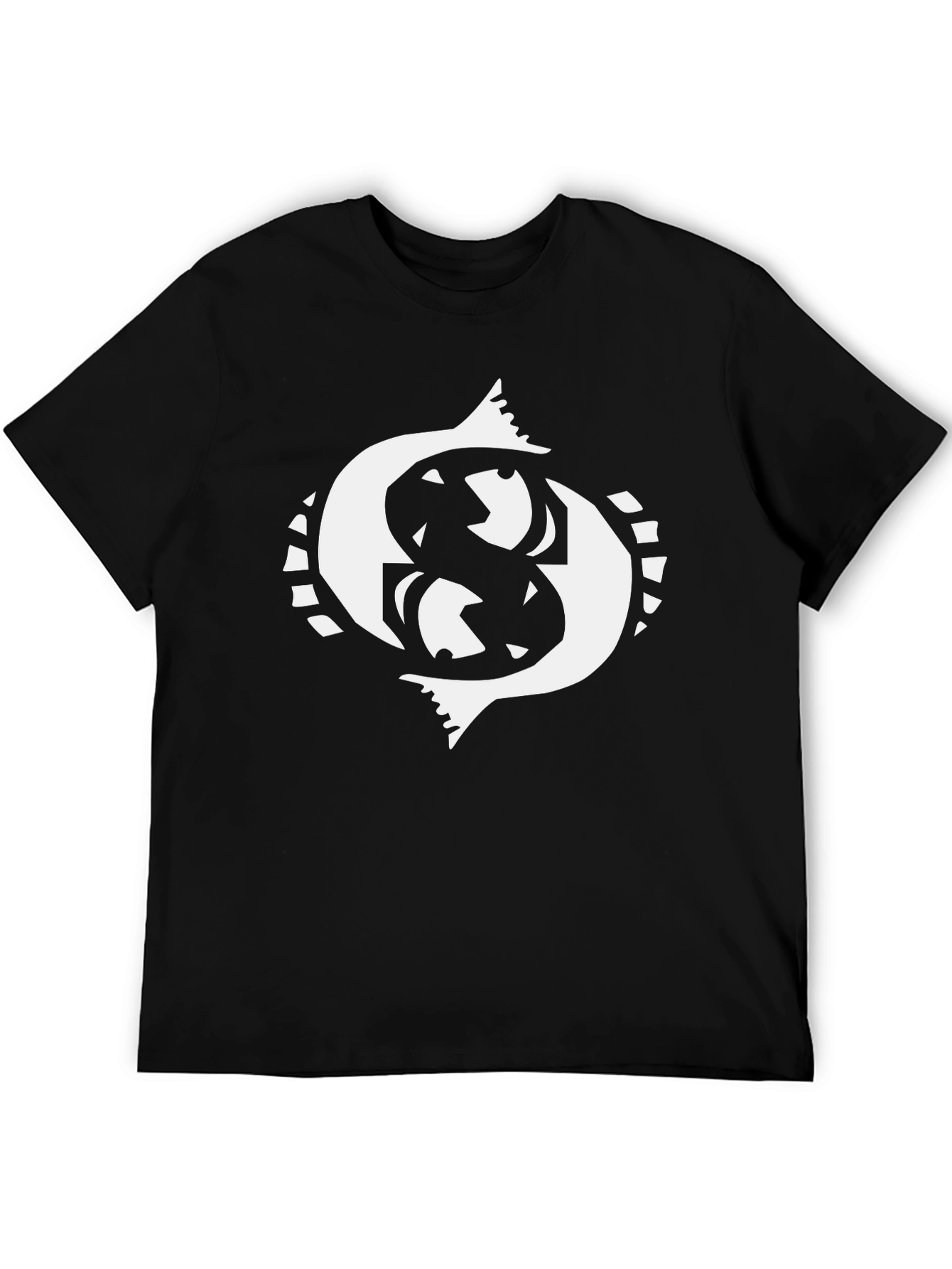 Pisces Zodiac Sign Graphic Tee - Black Cotton Blend