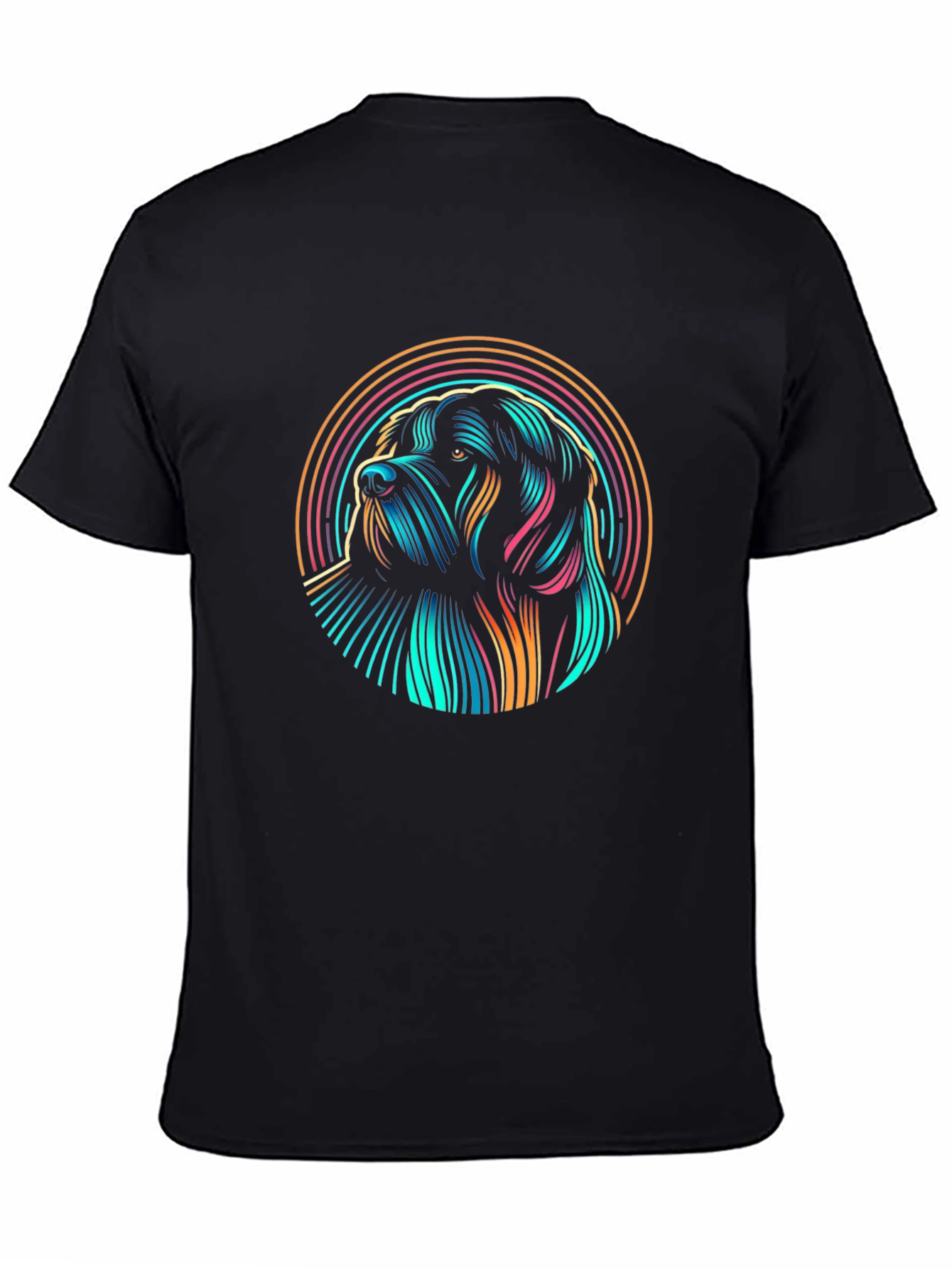 Neon Dog Graphic Black T-Shirt