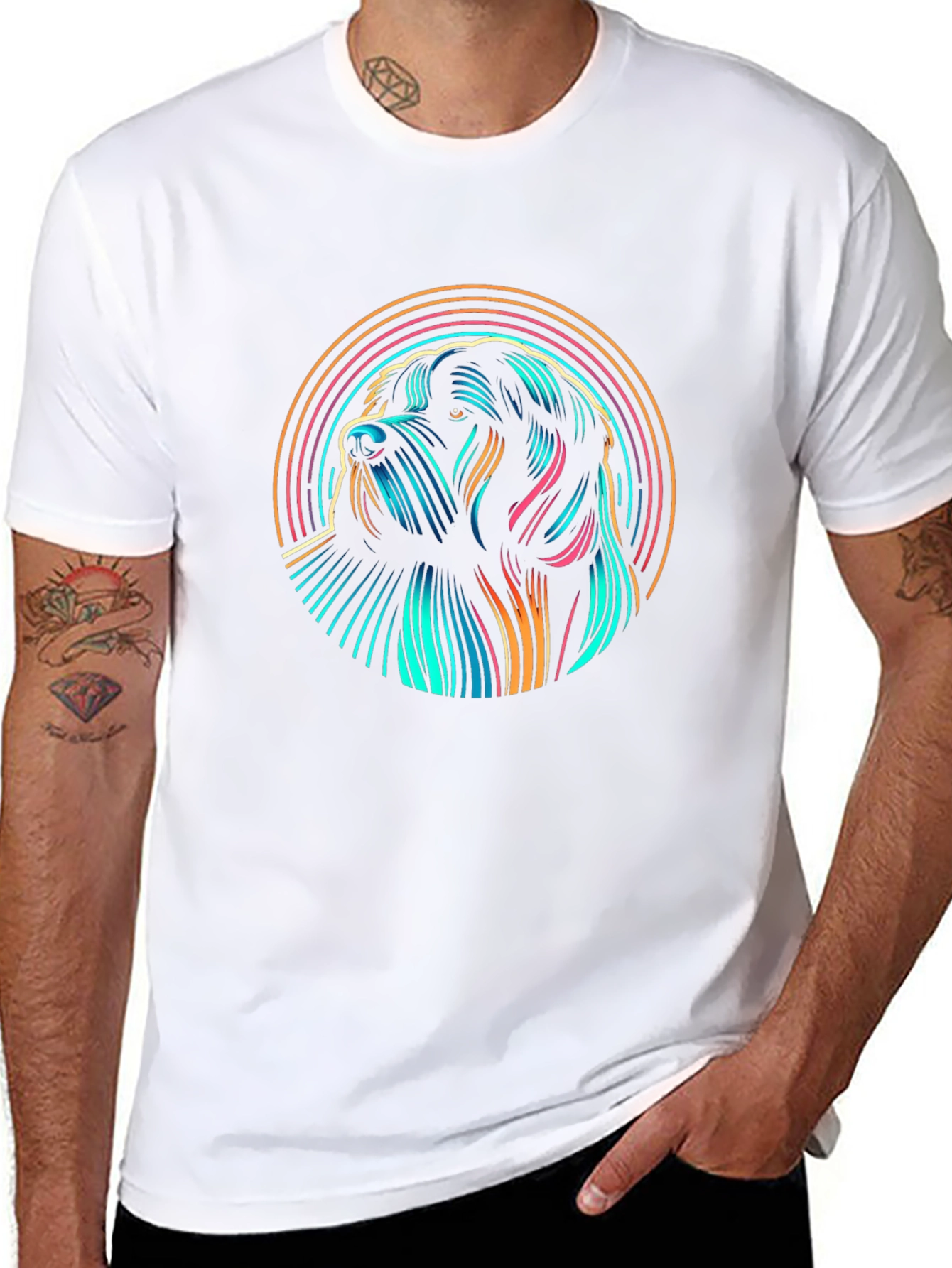Neon Dog Graphic Black T-Shirt