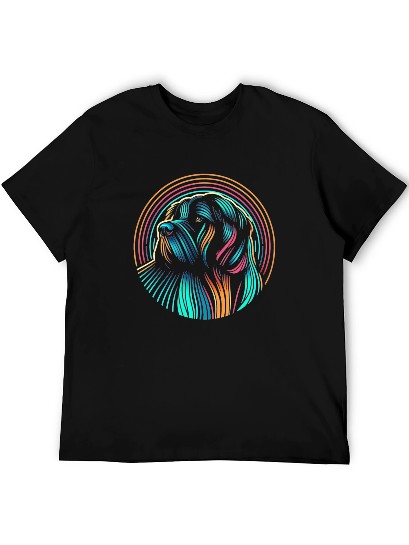 Neon Dog Graphic Black T-Shirt