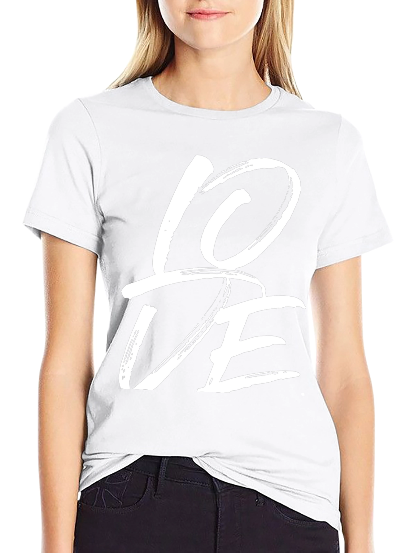 LOVE Graphic Print T-Shirt - Casual Black Tee