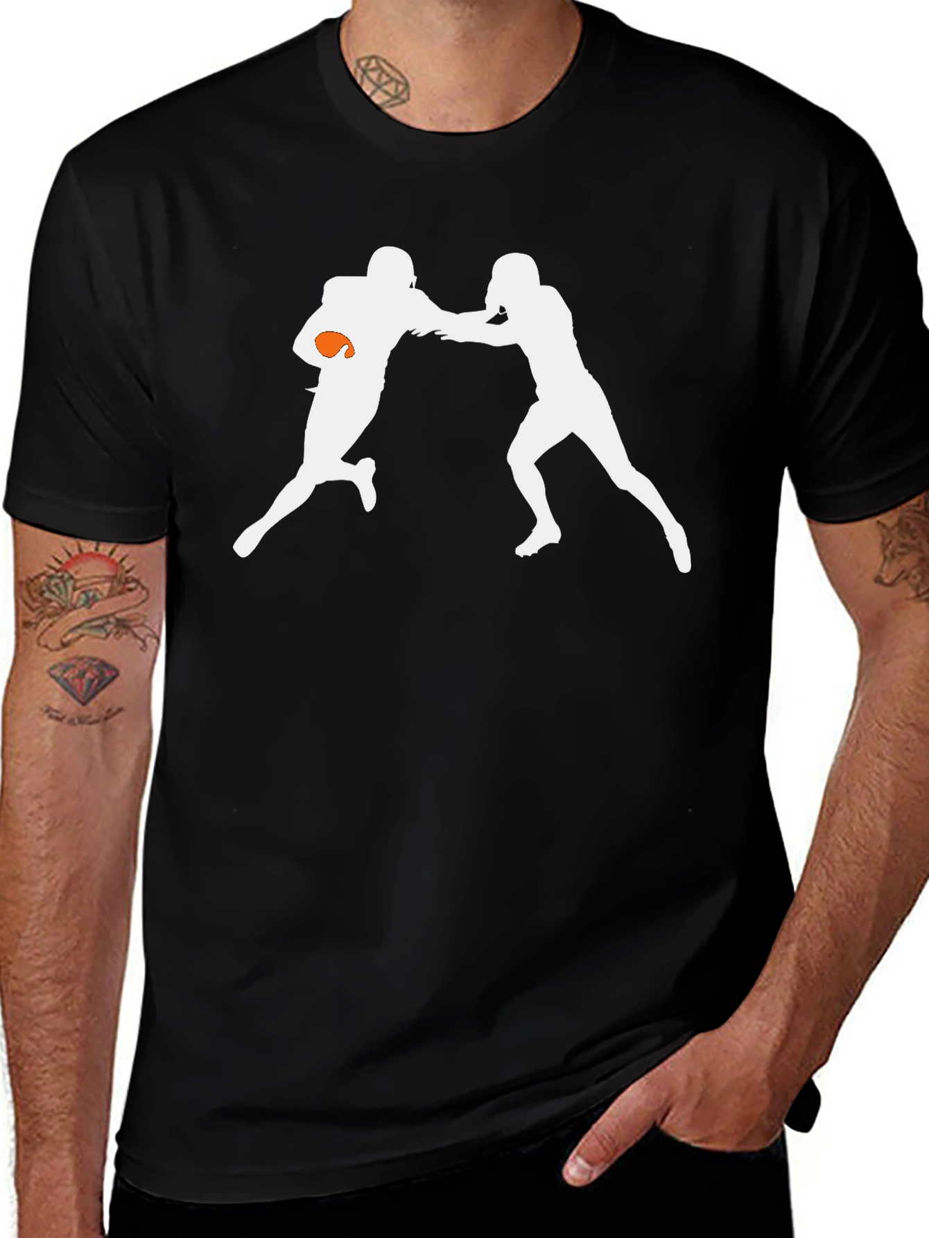 Football Players Black Graphic Tee