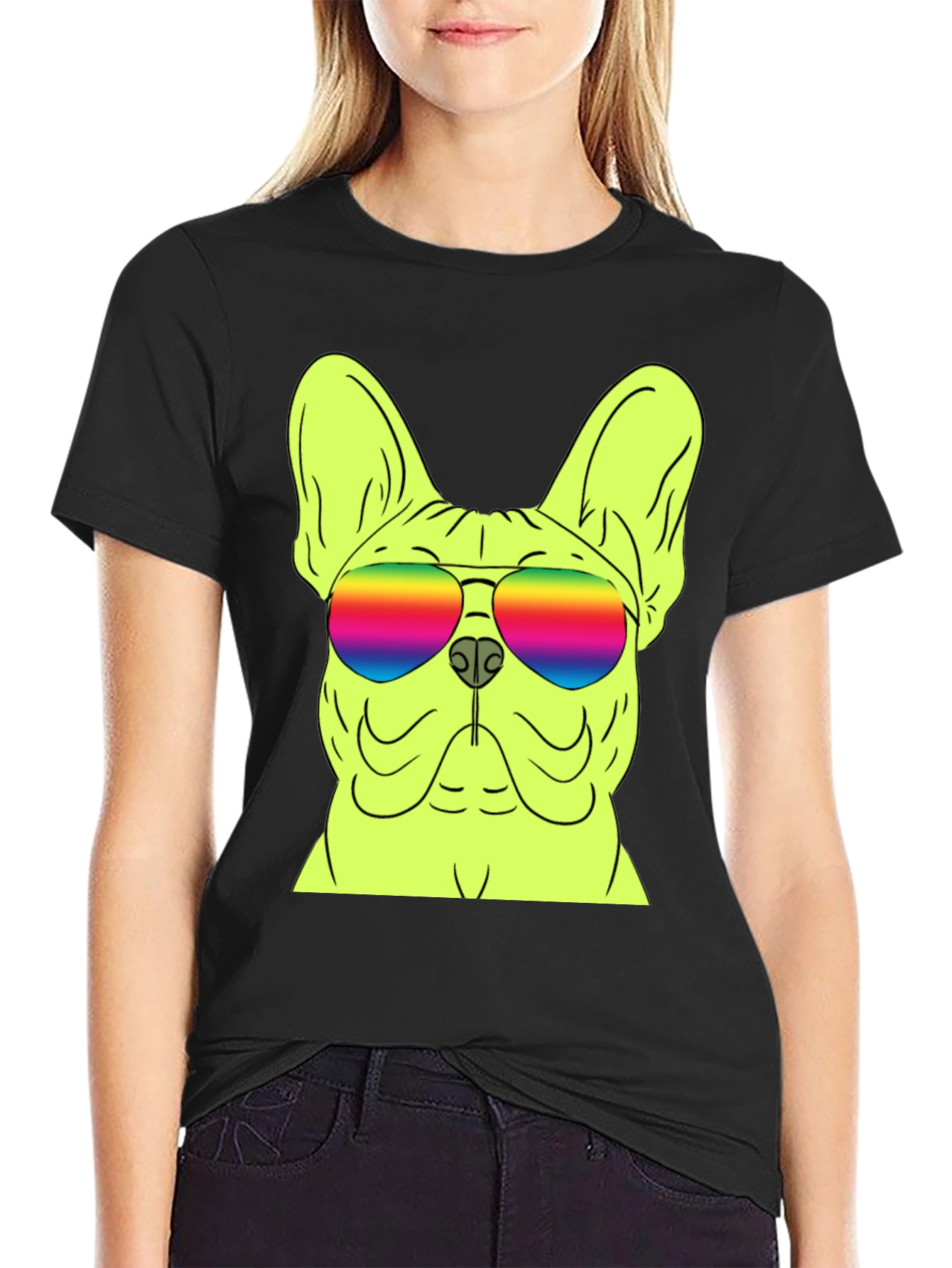 Cool Dog Graphic Tee - Rainbow Sunglasses