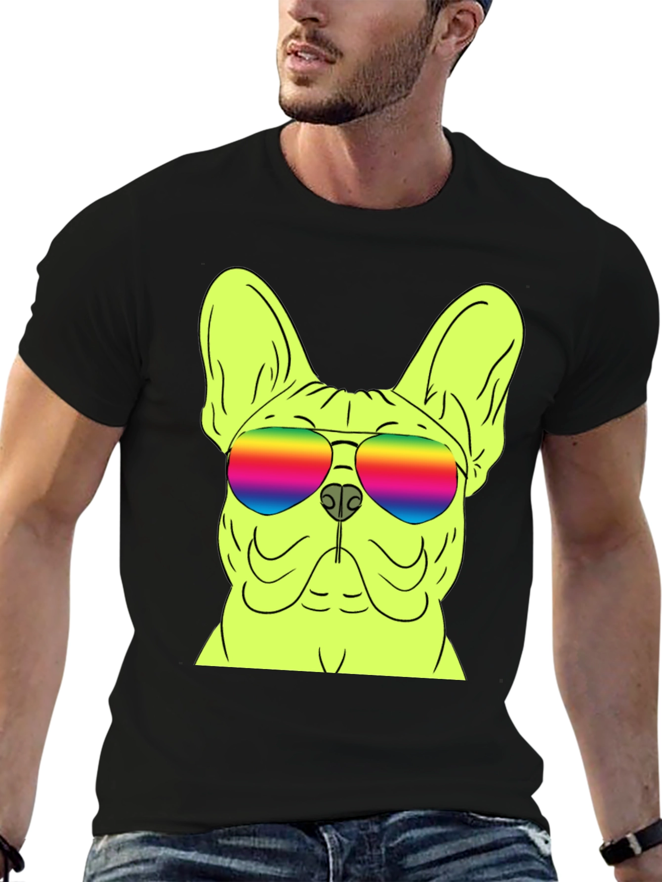 Cool Dog Graphic Tee - Rainbow Sunglasses