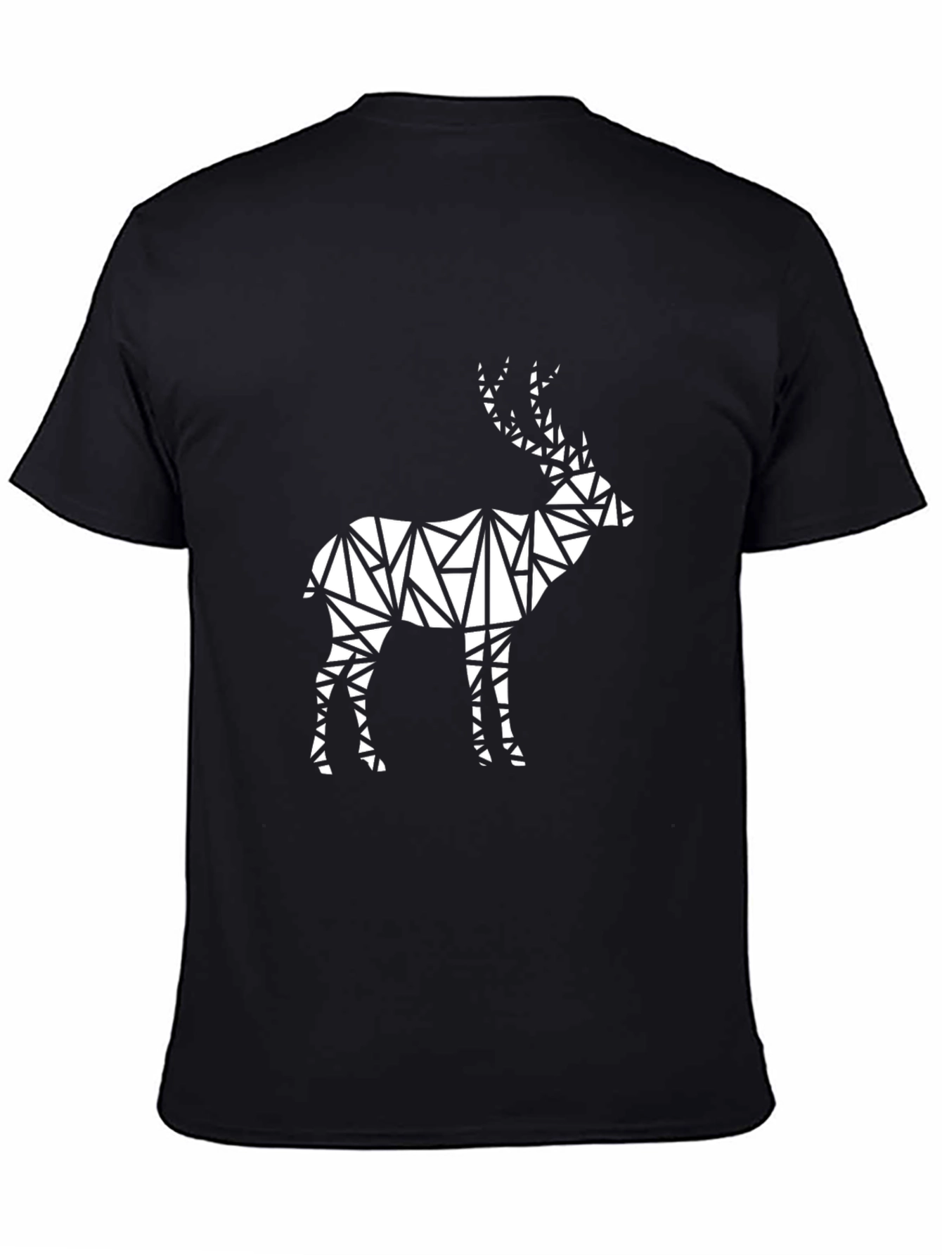 Geometric Deer Graphic Tee - Modern Black T-Shirt