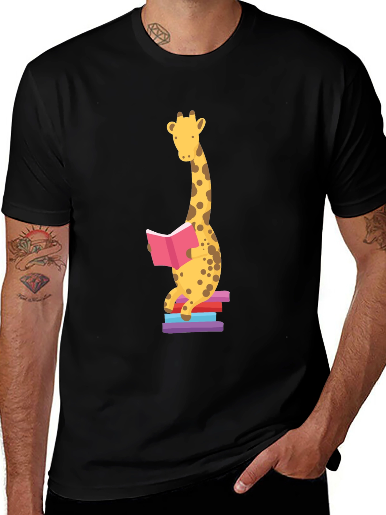 Reading Giraffe Graphic Tee - Soft Cotton Blend