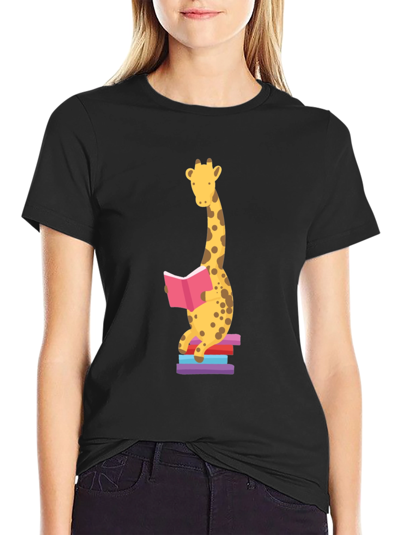 Reading Giraffe Graphic Tee - Soft Cotton Blend