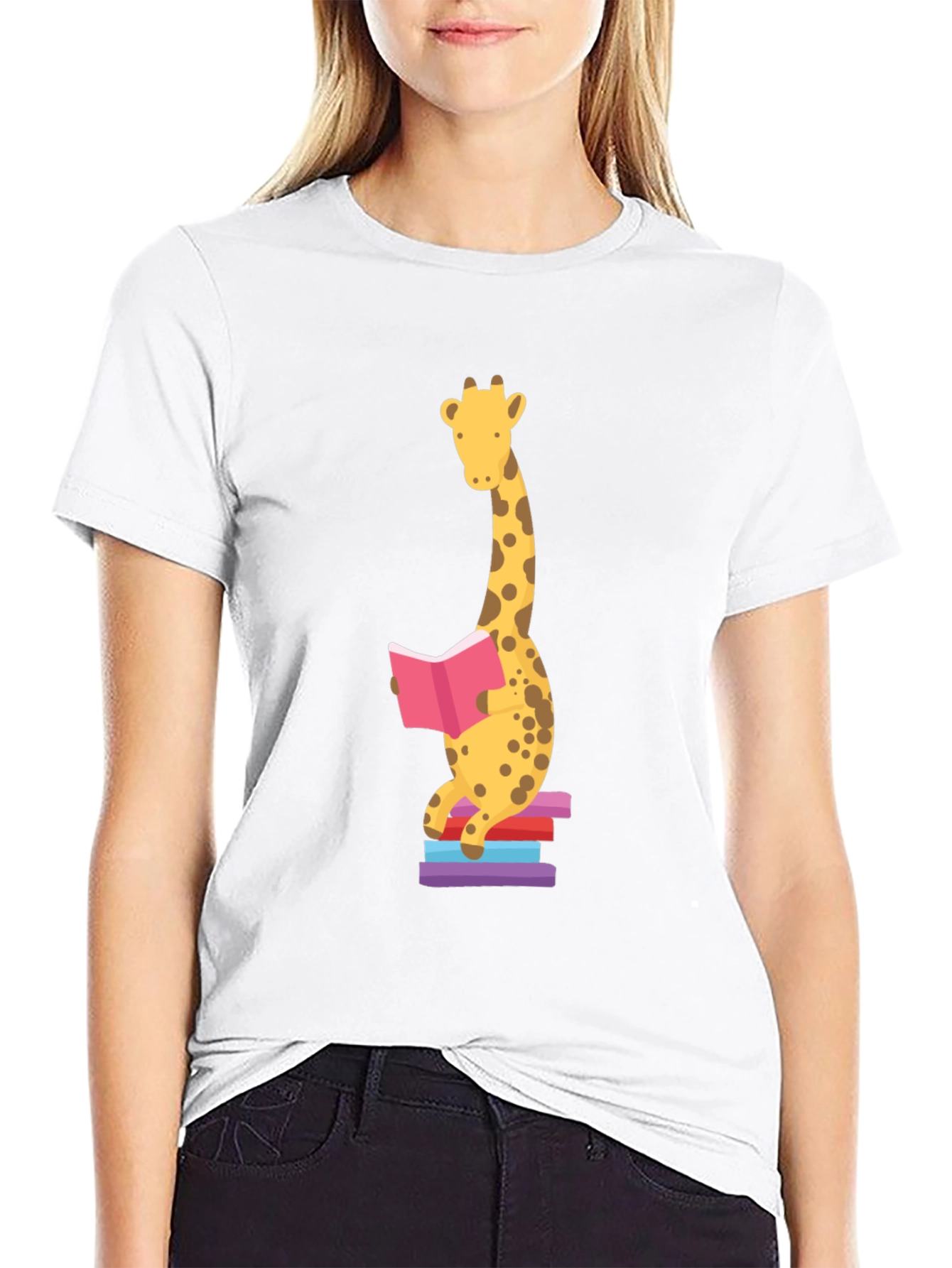 Reading Giraffe Graphic Tee - Soft Cotton Blend