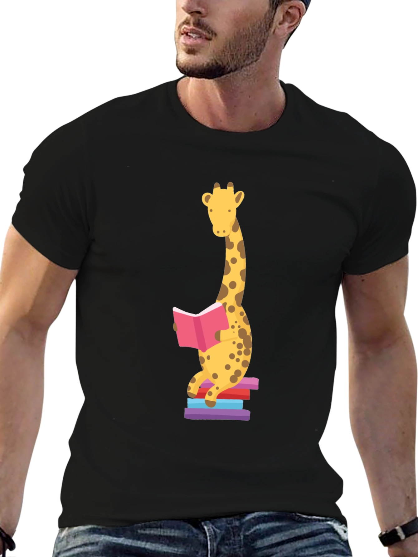 Reading Giraffe Graphic Tee - Soft Cotton Blend