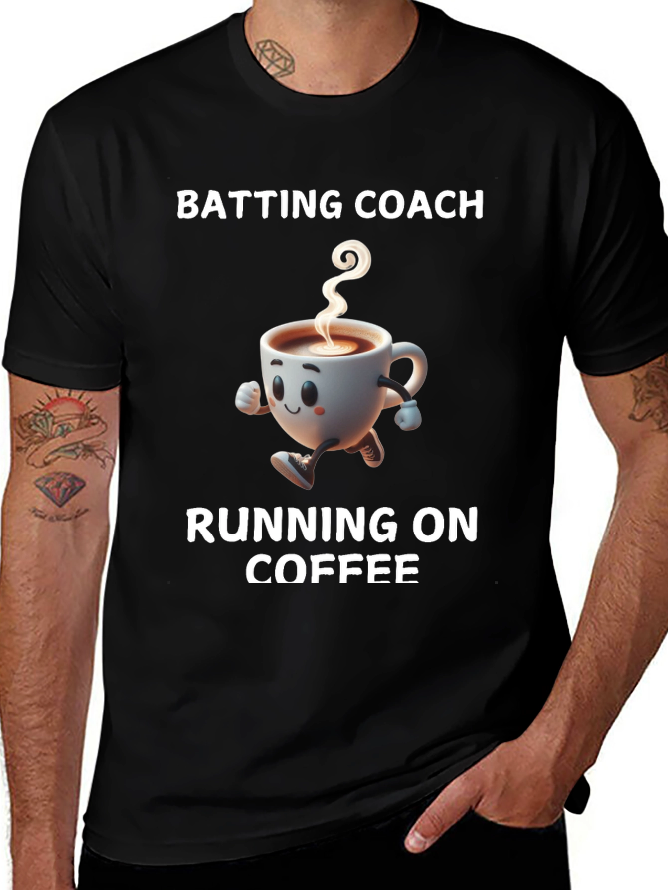 Batting Coach Running on Coffee T-Shirt