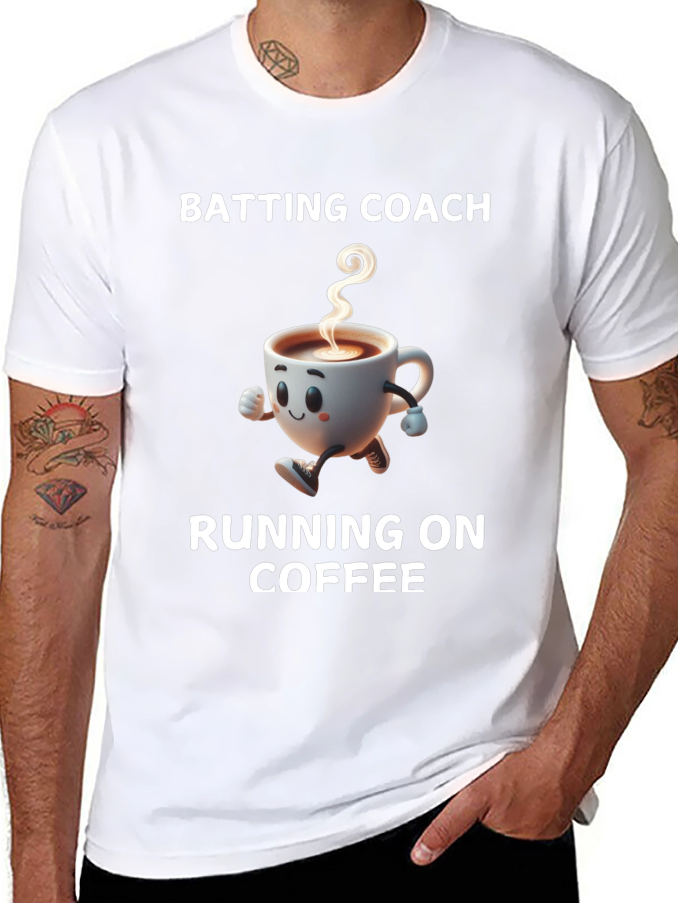 Batting Coach Running on Coffee T-Shirt