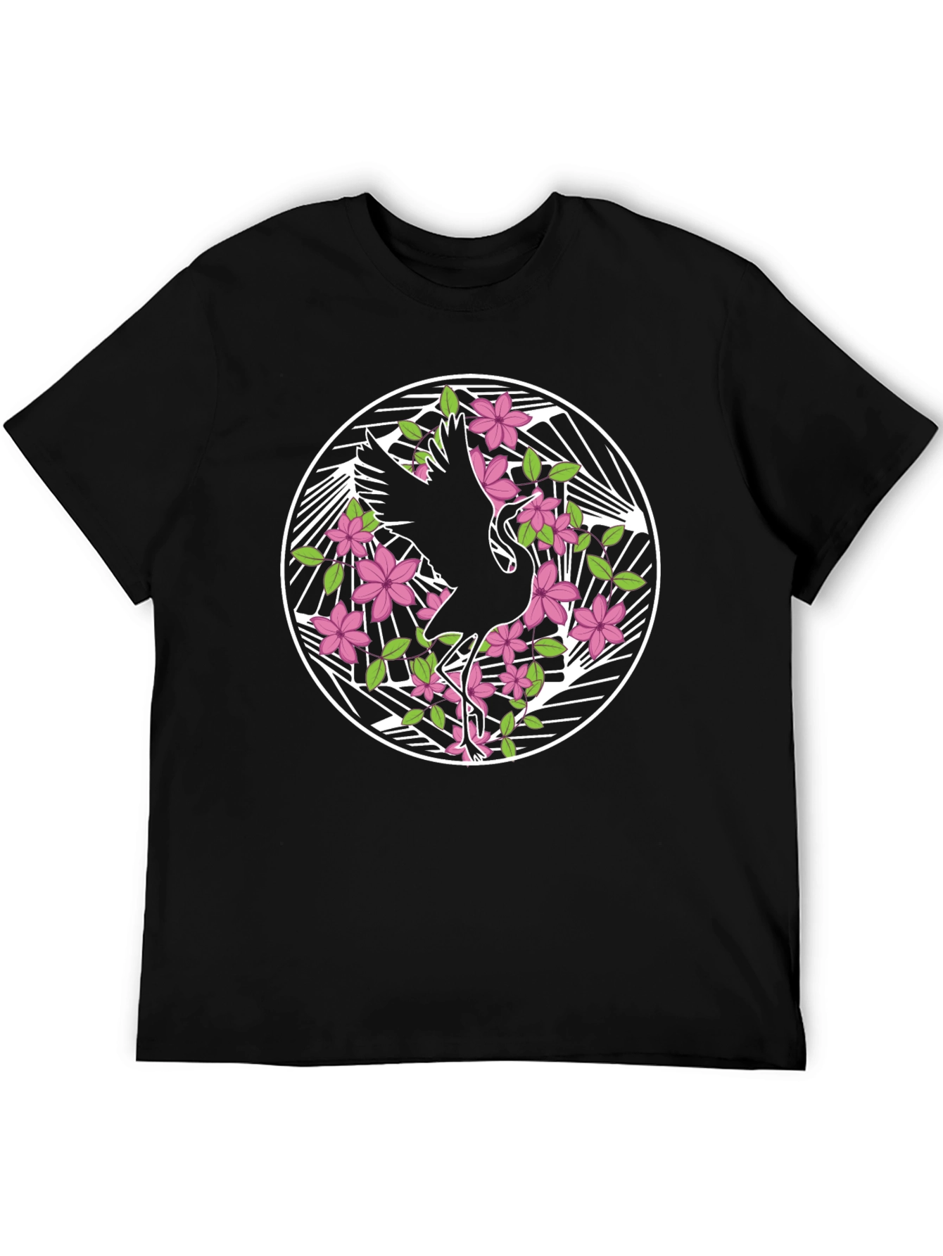 Crane and Blossom Graphic T-Shirt