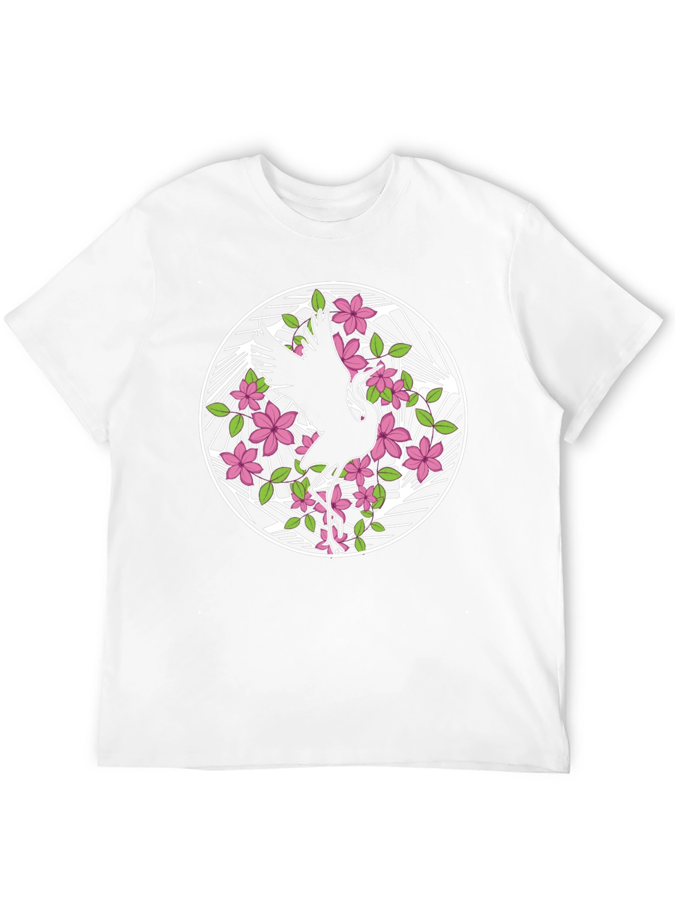 Crane and Blossom Graphic T-Shirt