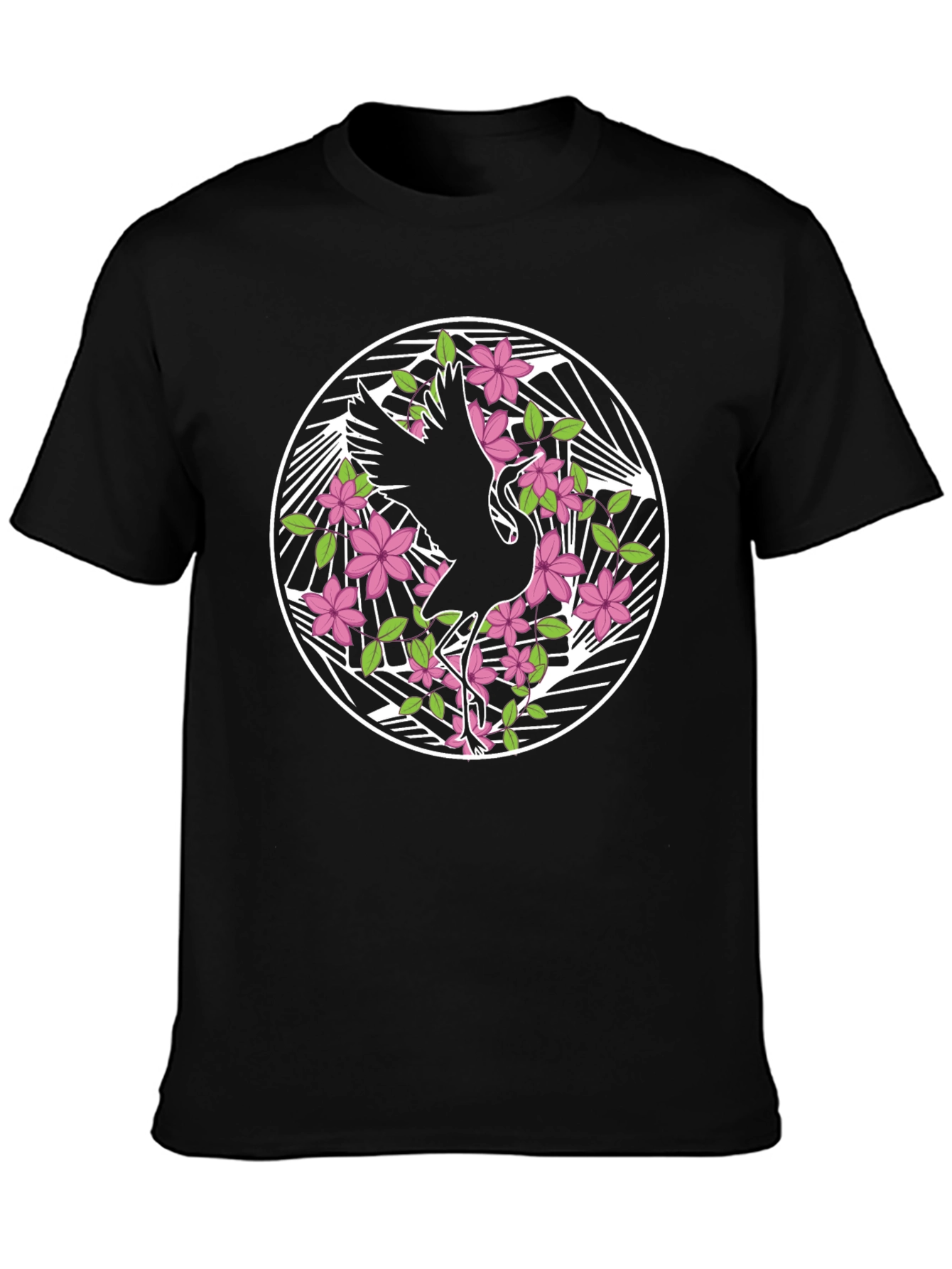 Crane and Blossom Graphic T-Shirt