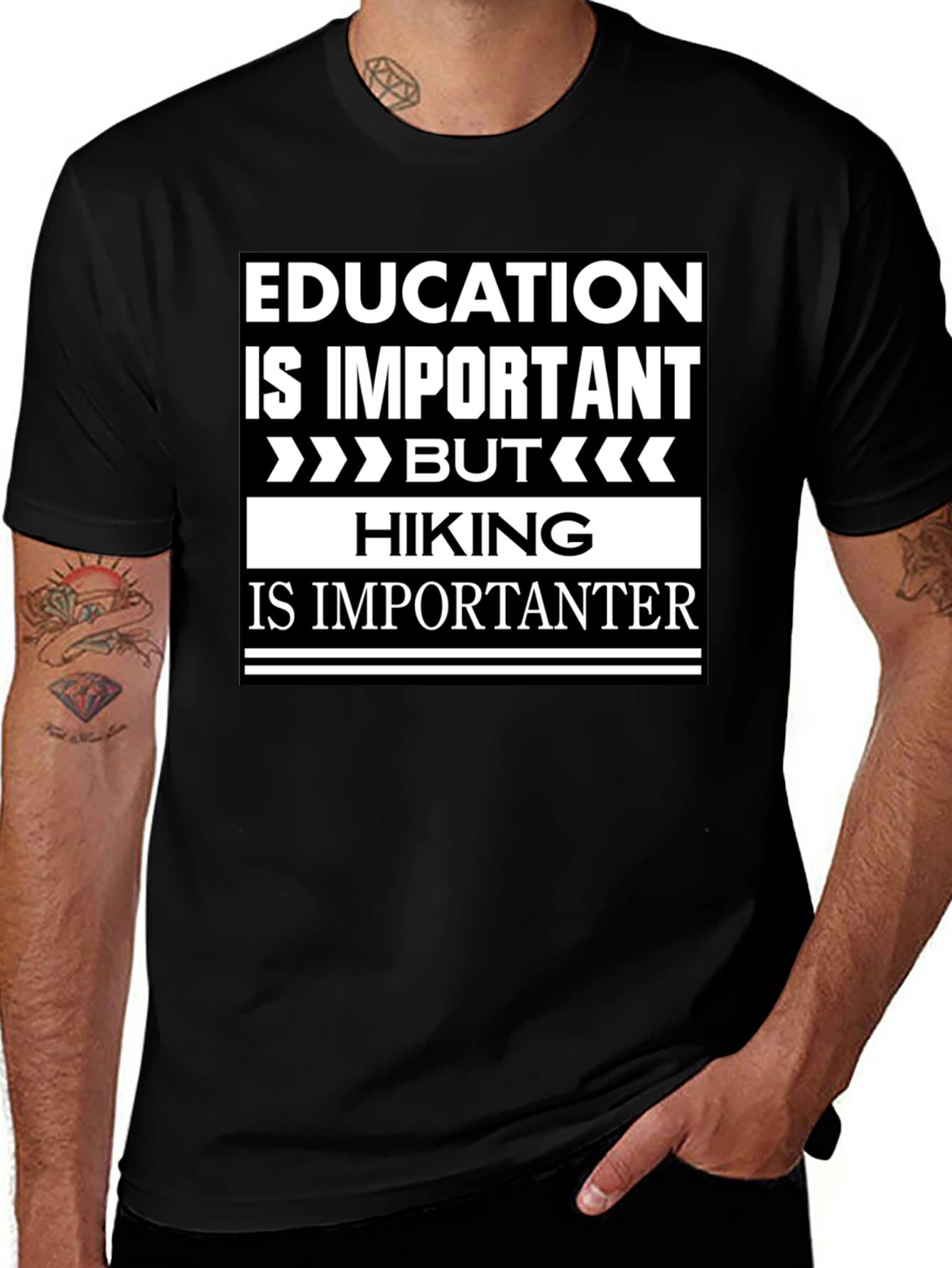 Funny Hiking T-Shirt - Education vs. Hiking Humor