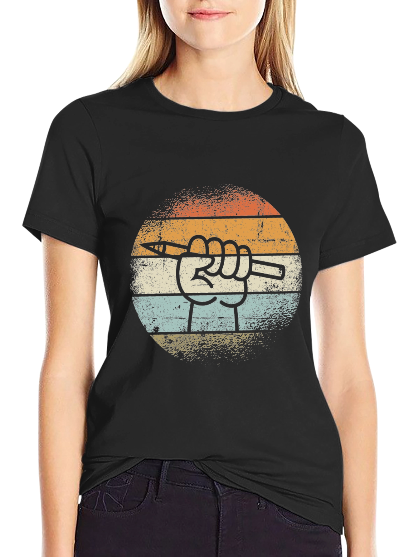 Retro Artist Hand Pencil T-Shirt