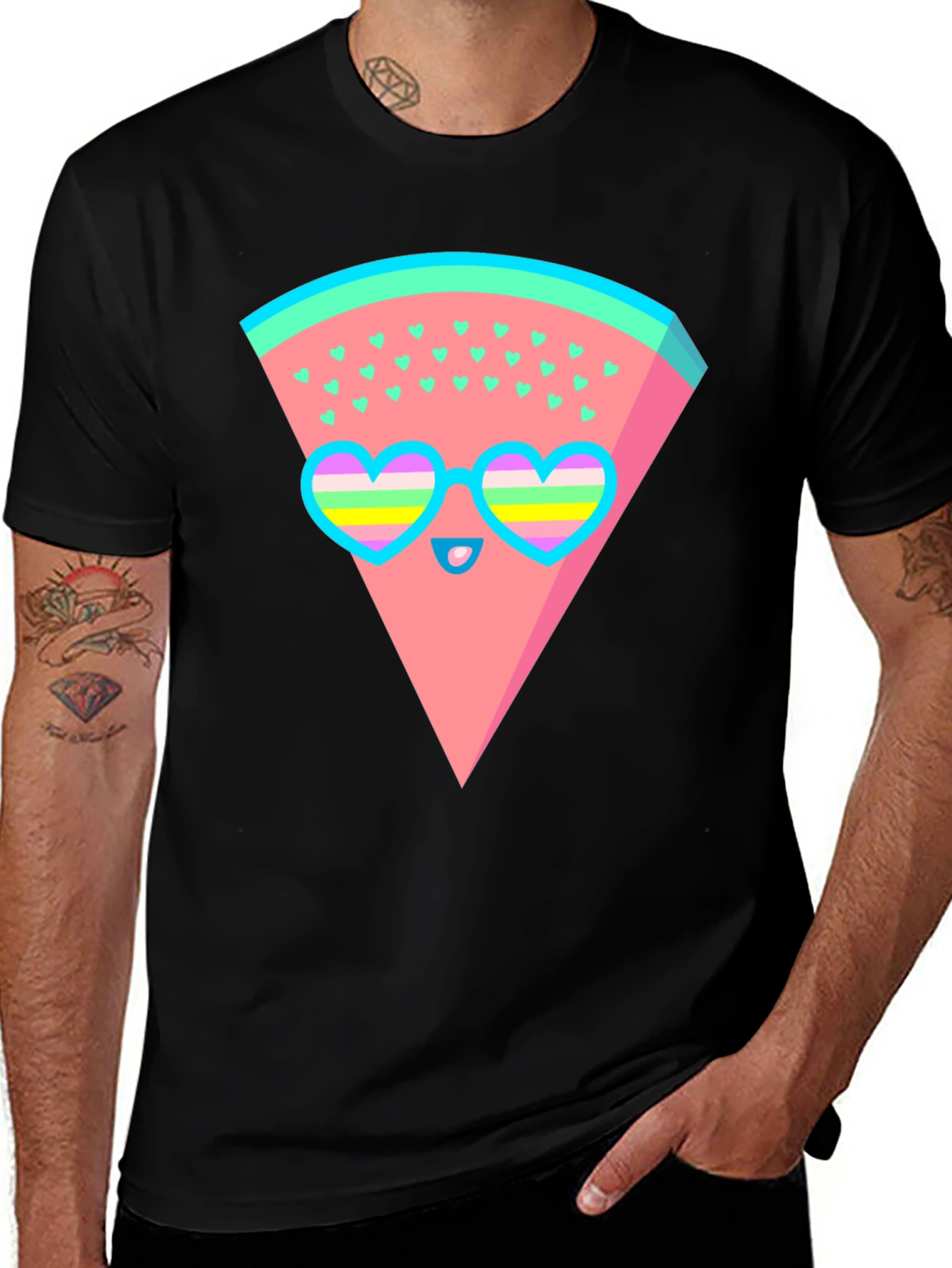Funky Watermelon Graphic T-Shirt - Black