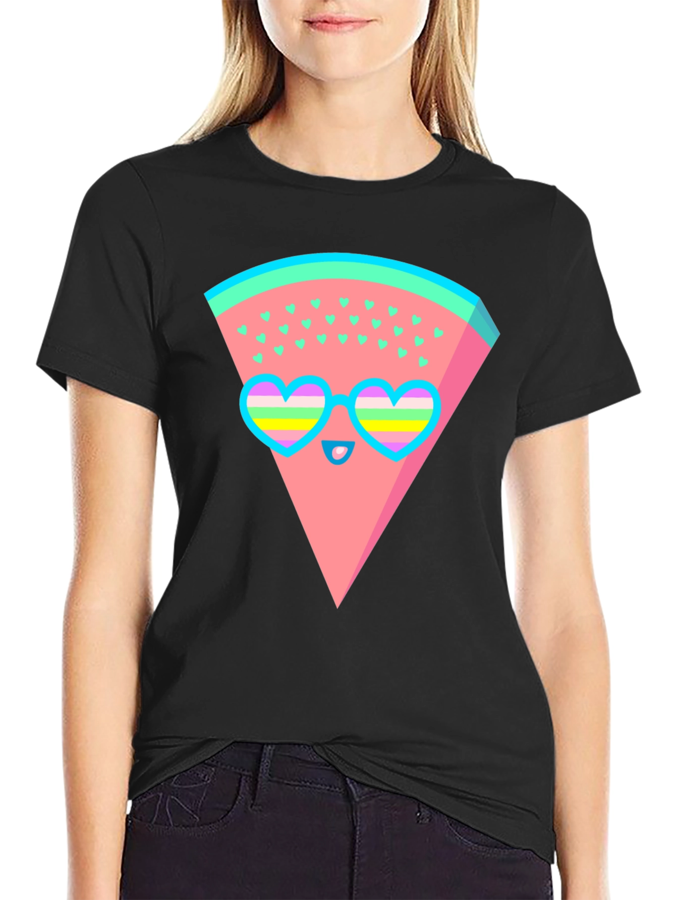 Funky Watermelon Graphic T-Shirt - Black
