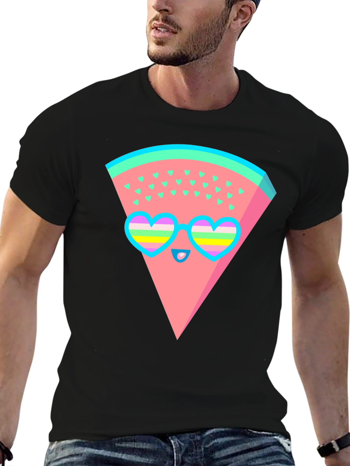 Funky Watermelon Graphic T-Shirt - Black