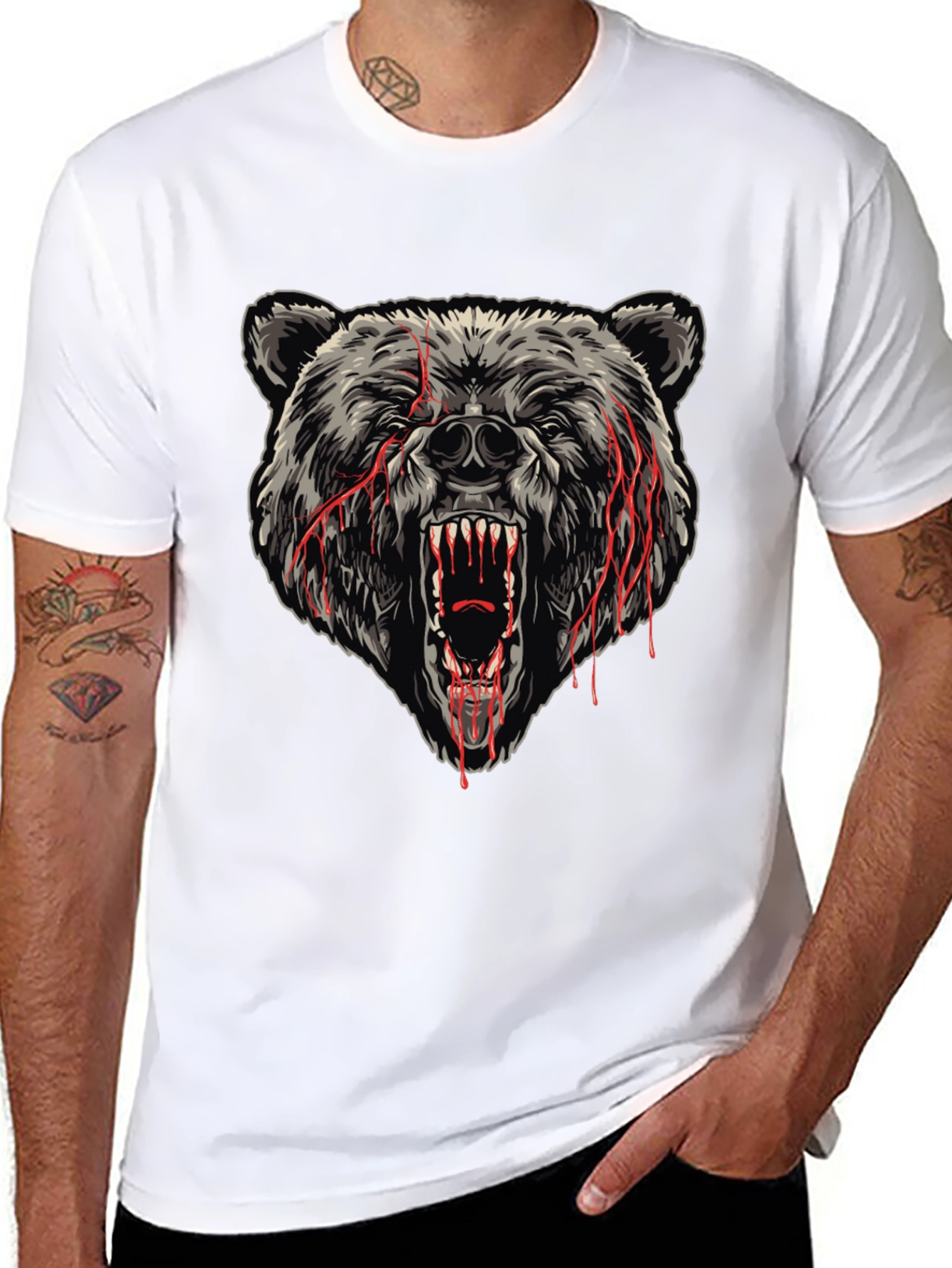 Mens Black Bear Graphic T-Shirt