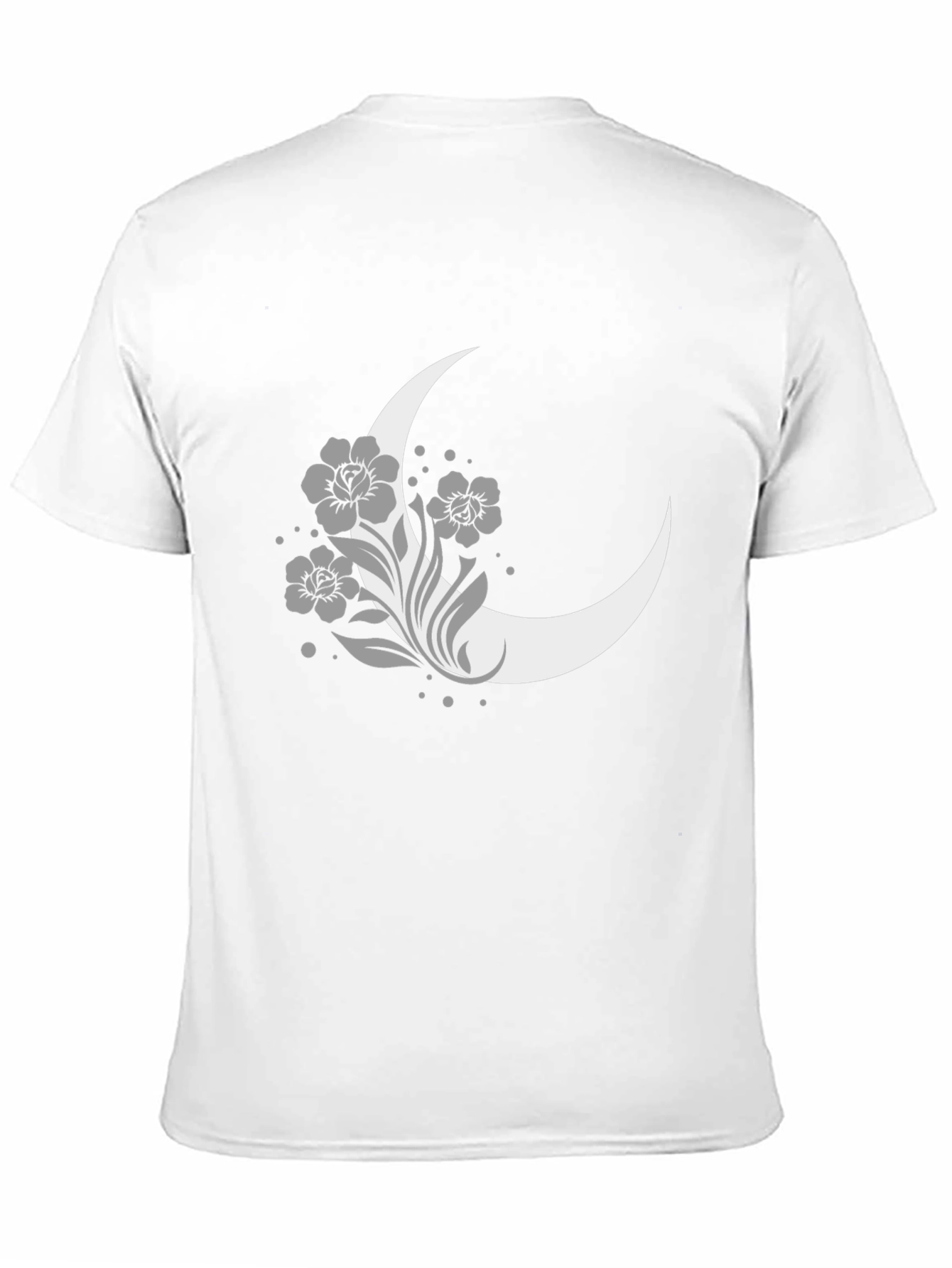 Floral Moon Graphic Tee - Casual Black T-Shirt