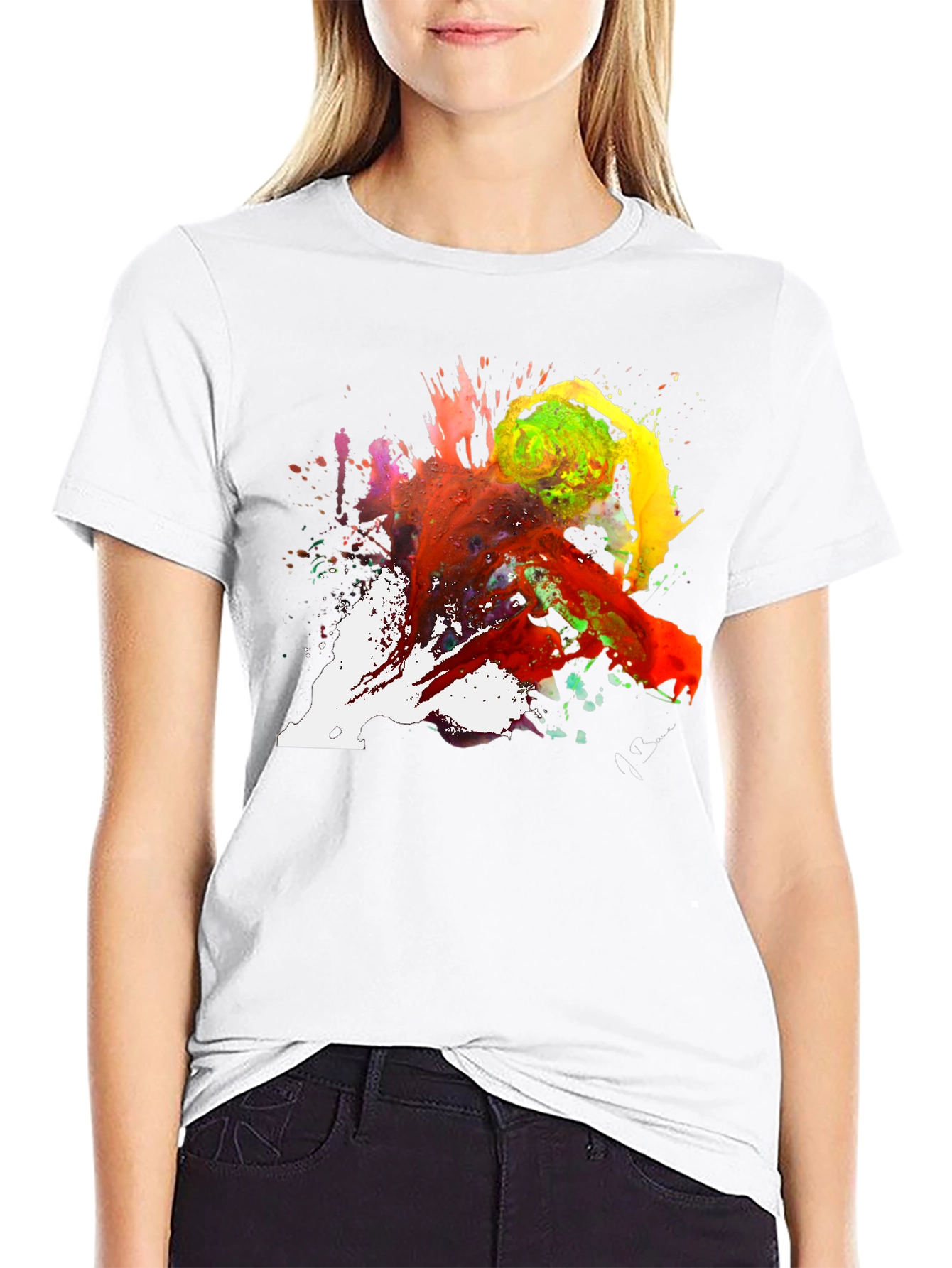 Abstract Paint Splatter Tee - Artistic Black T-Shirt