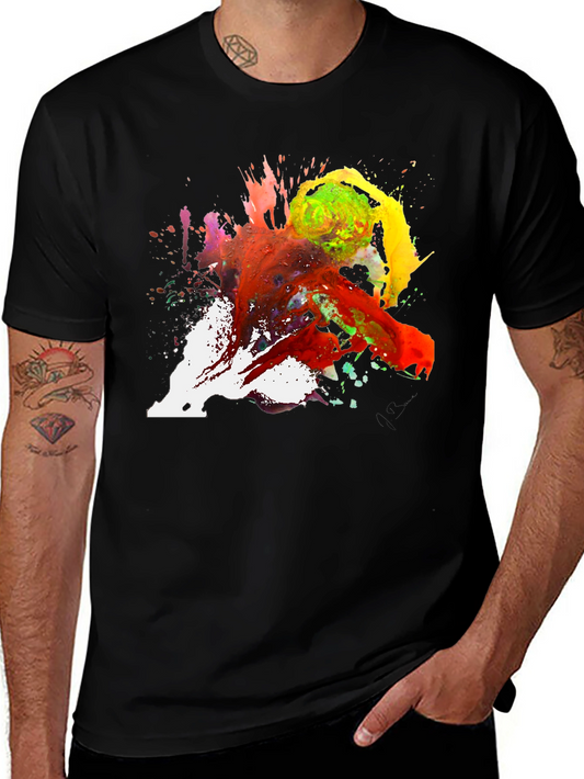 Abstract Paint Splatter Tee - Artistic Black T-Shirt