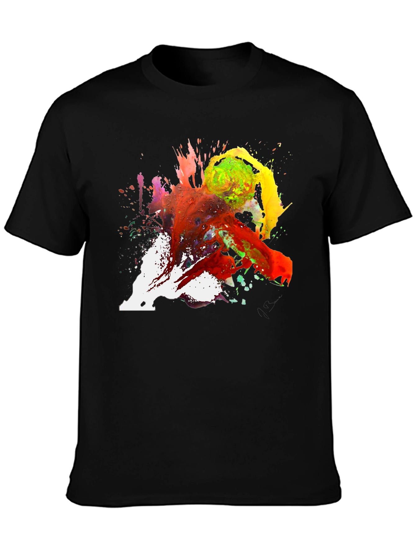 Abstract Paint Splatter Tee - Artistic Black T-Shirt