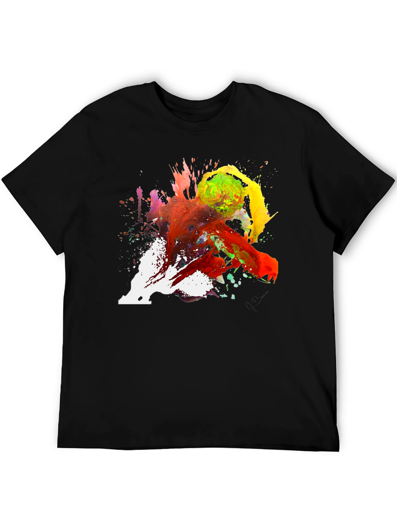 Abstract Paint Splatter Tee - Artistic Black T-Shirt