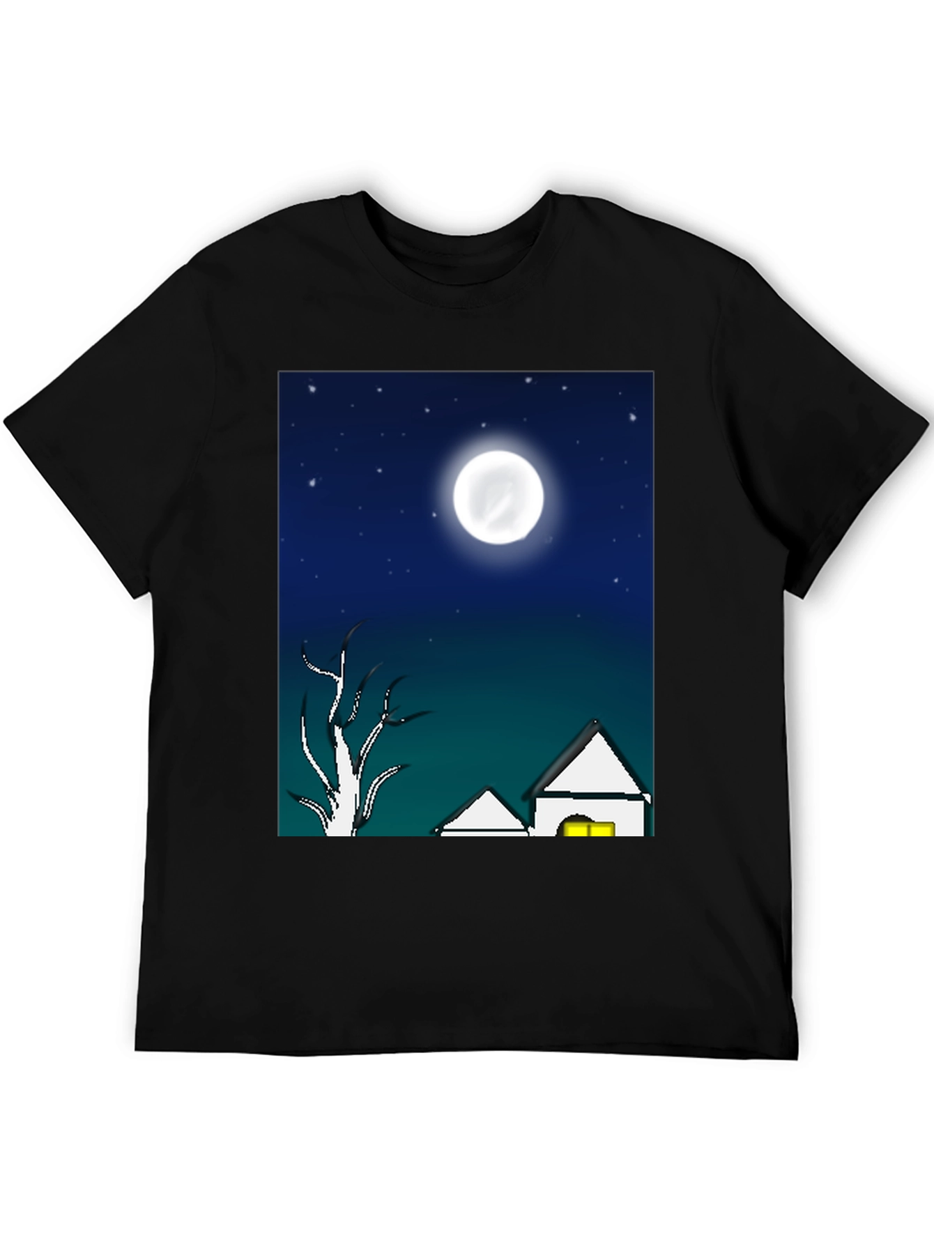 Eerie Night Scene Black T-Shirt
