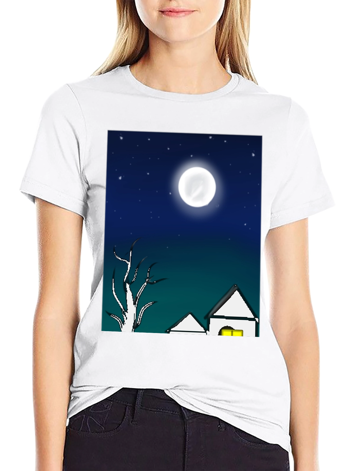 Eerie Night Scene Black T-Shirt