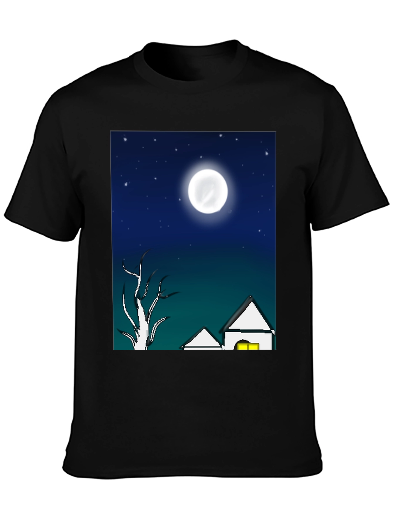 Eerie Night Scene Black T-Shirt