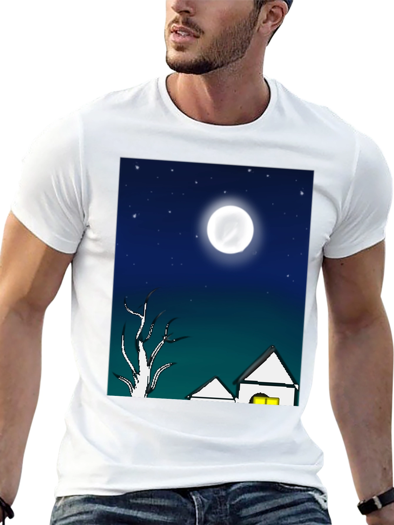 Eerie Night Scene Black T-Shirt
