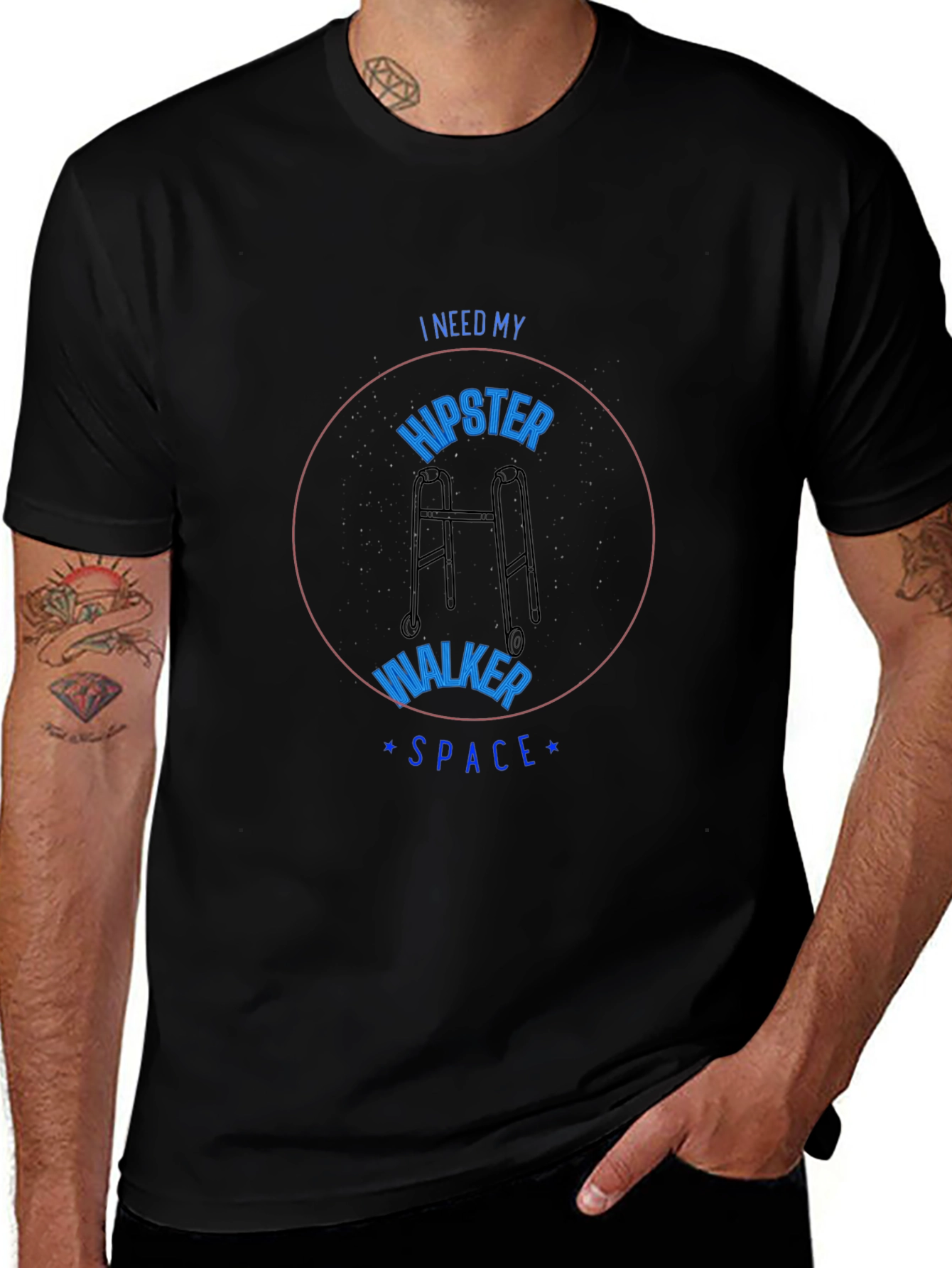 Hipster Walker Space Graphic T-Shirt